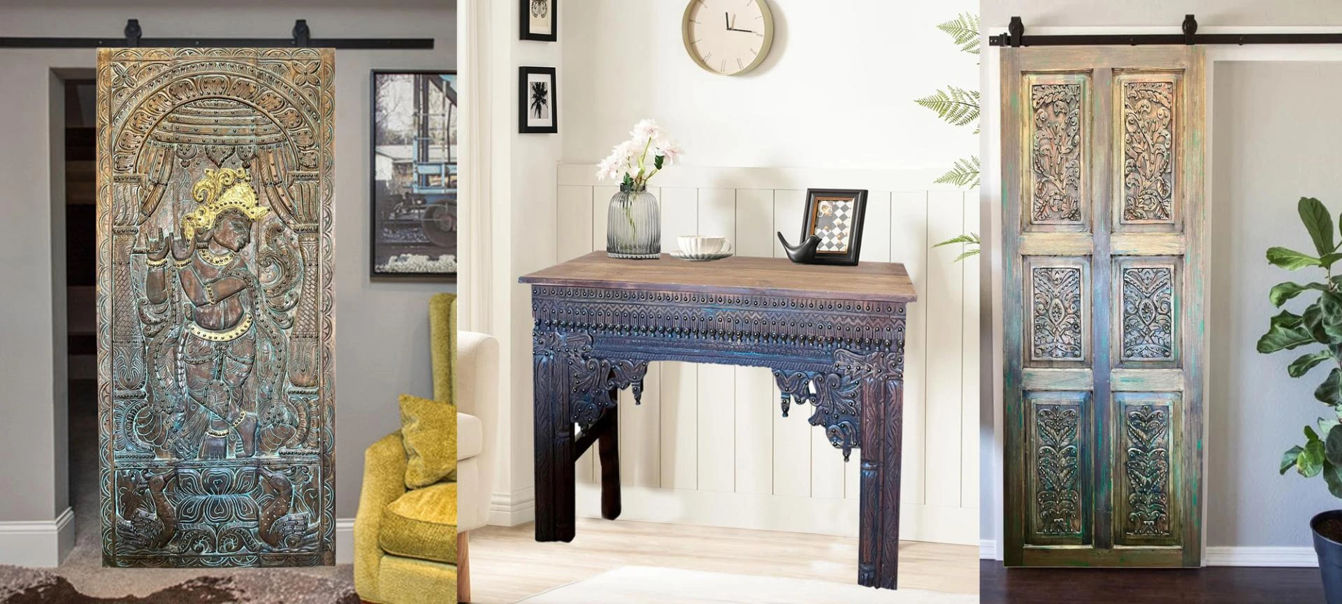 Bohemian Soul & Global Stories: Carved Doors and Vintage Armoires from Mogul Interior