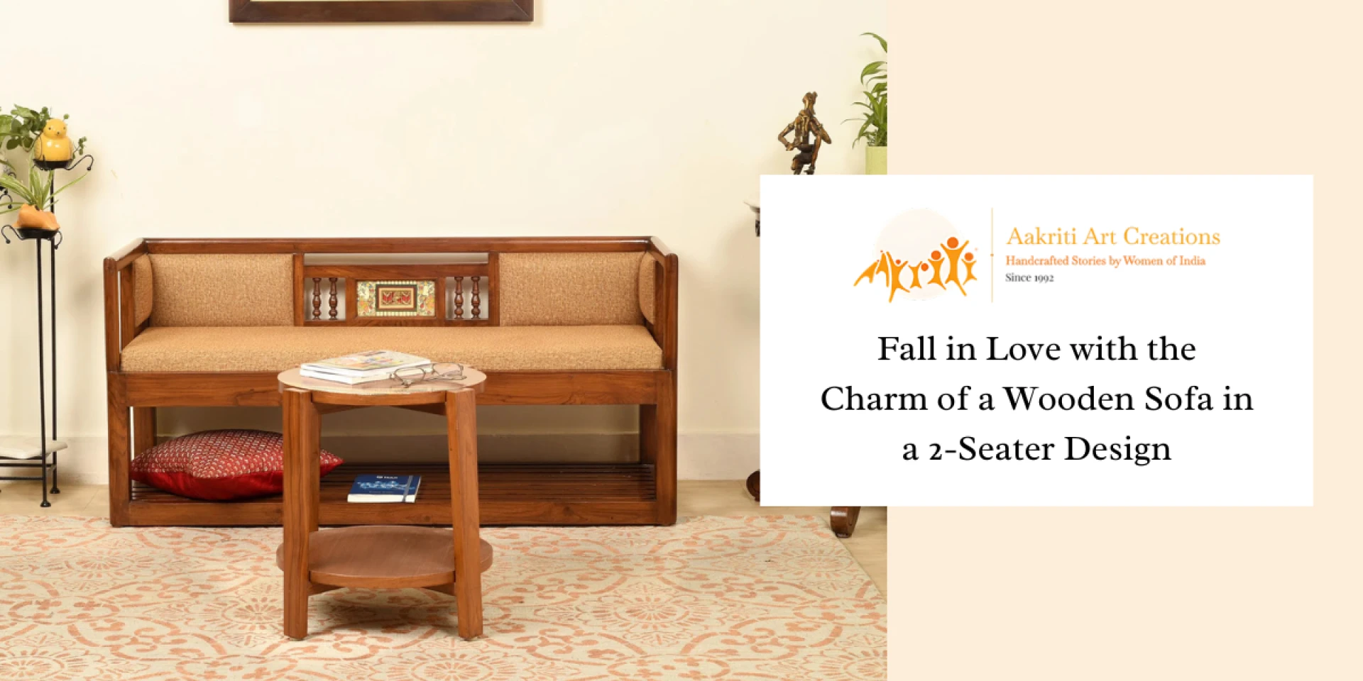 Fall in Love with the Charm of a Wooden Sofa in a 2-Seater Design