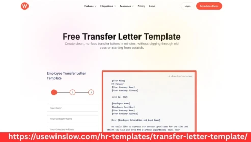 Formal Transfer Letter Template for Job Relocations