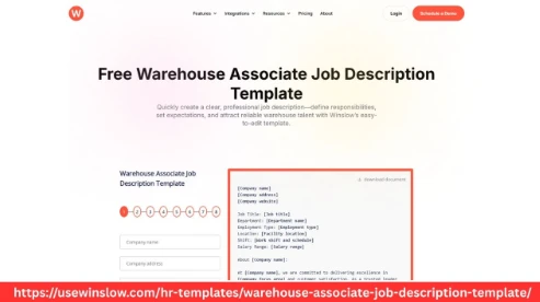 Clear Warehouse Associate Job Description Template by Winslow