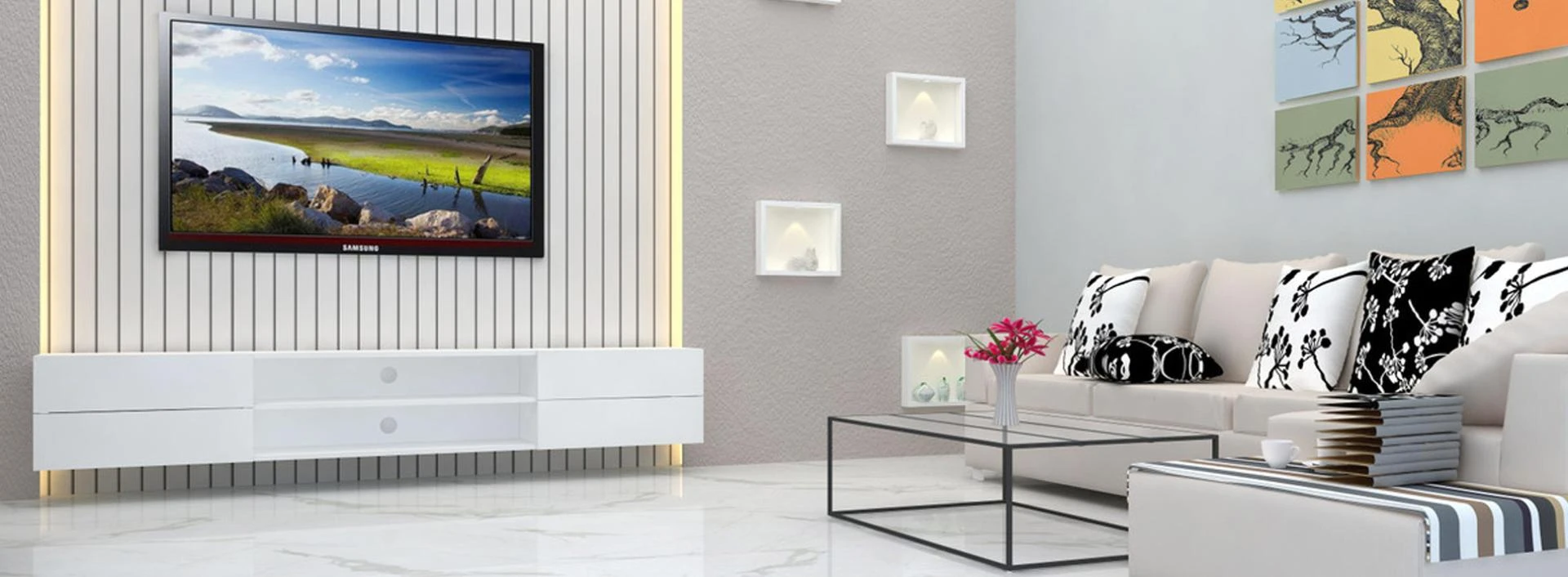Stylish TV Units in White Gloss Finish Available