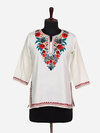 Hand-Embroidered Kashmiri Kurti – Where Art Meets Fashion