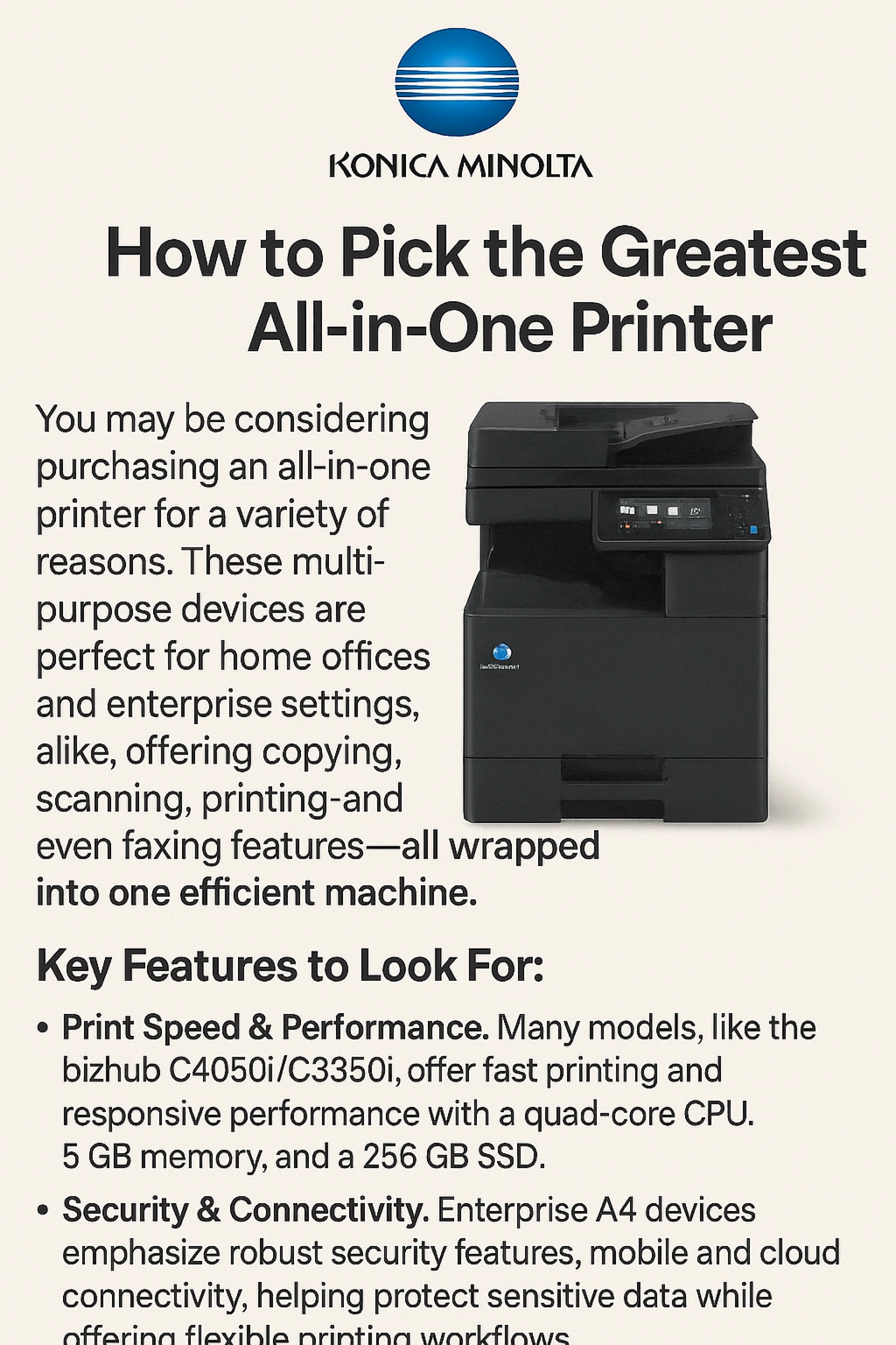How to Pick the Greatest All-In-One Printer | Konica Minolta India