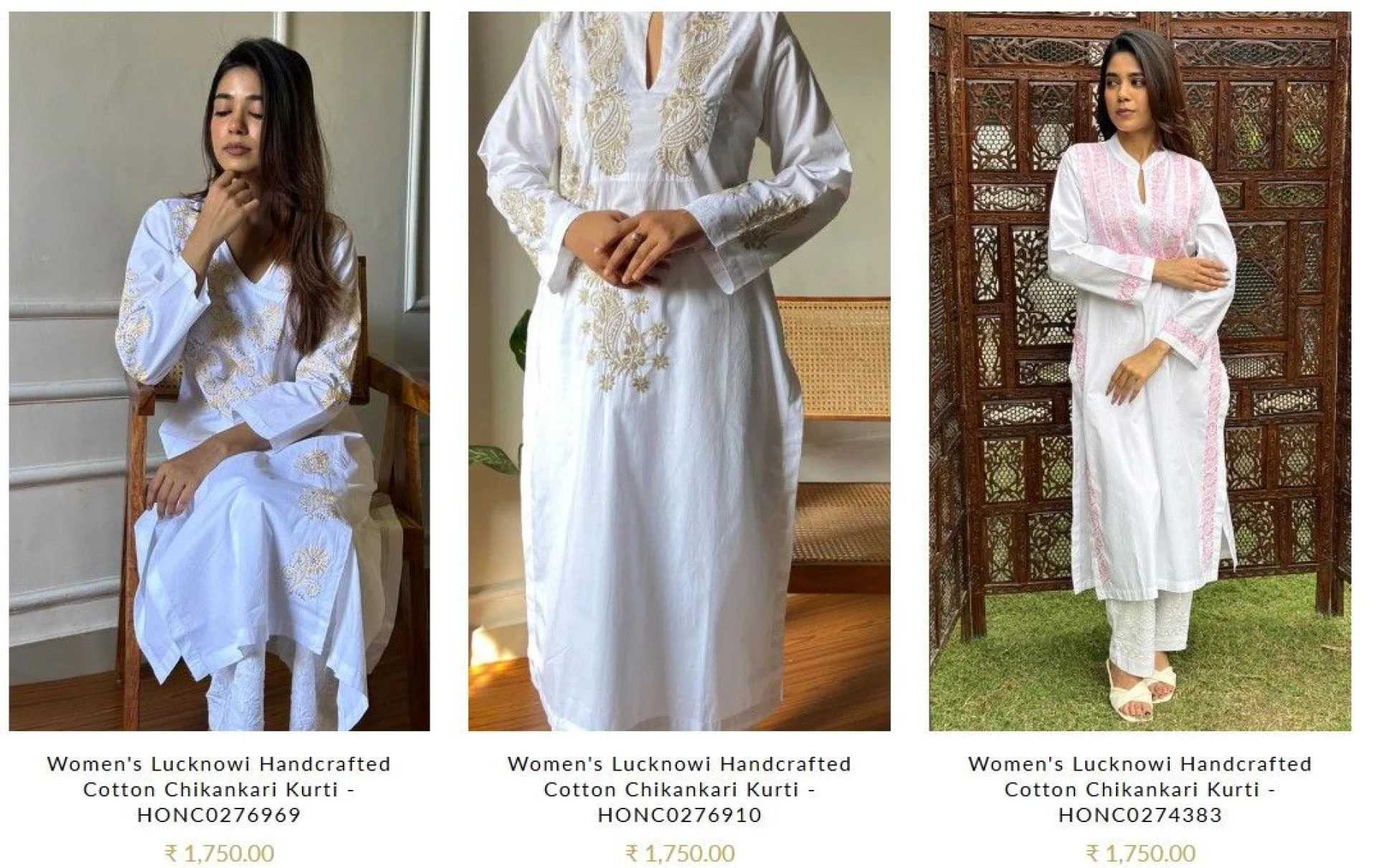 Buy the online  Chikankari form Nazrana Chikan