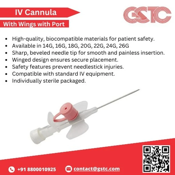Export Quality IV Cannula with Wings with Port