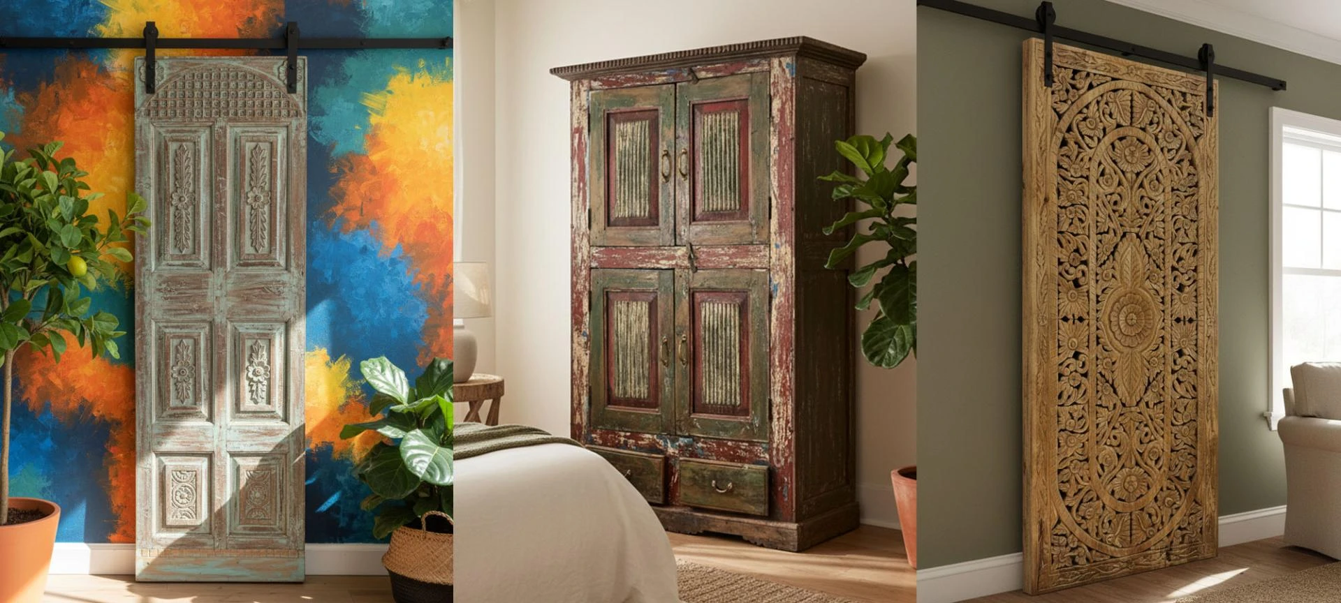 Vintage Maximalism and Carved Wood Doors: Bold Luxury for Bedrooms and Bathrooms