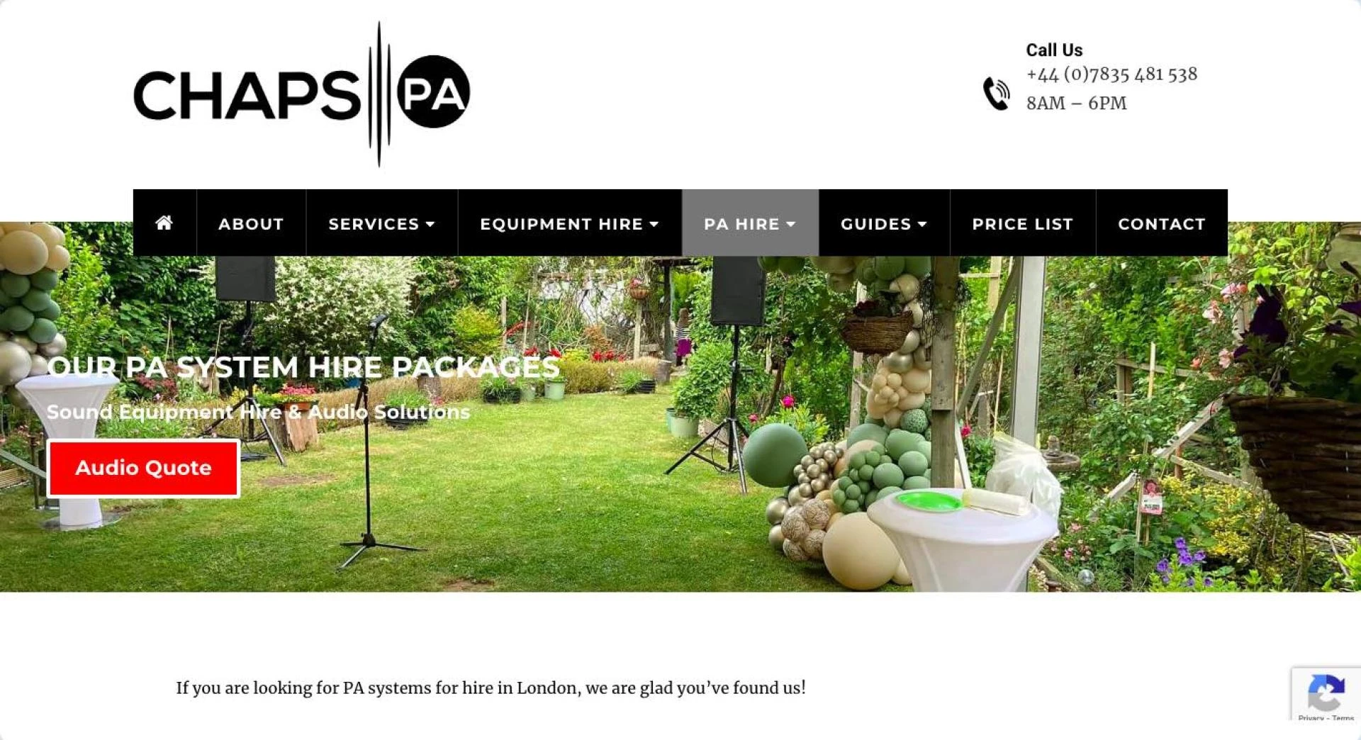 Professional Sound Equipment and Live Sound Hire in London