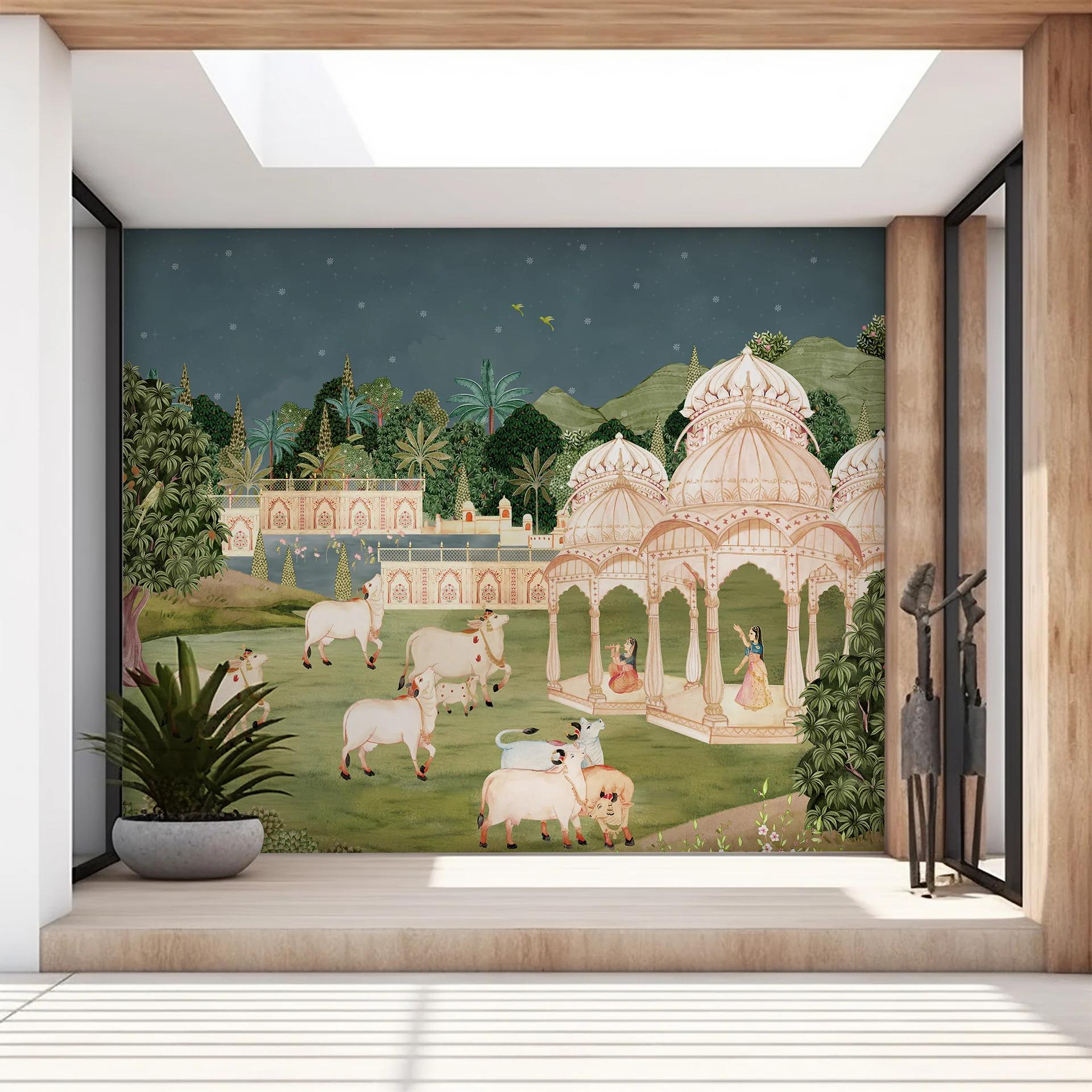 Create a Divine Ambience with Wallpaper for Temple Room