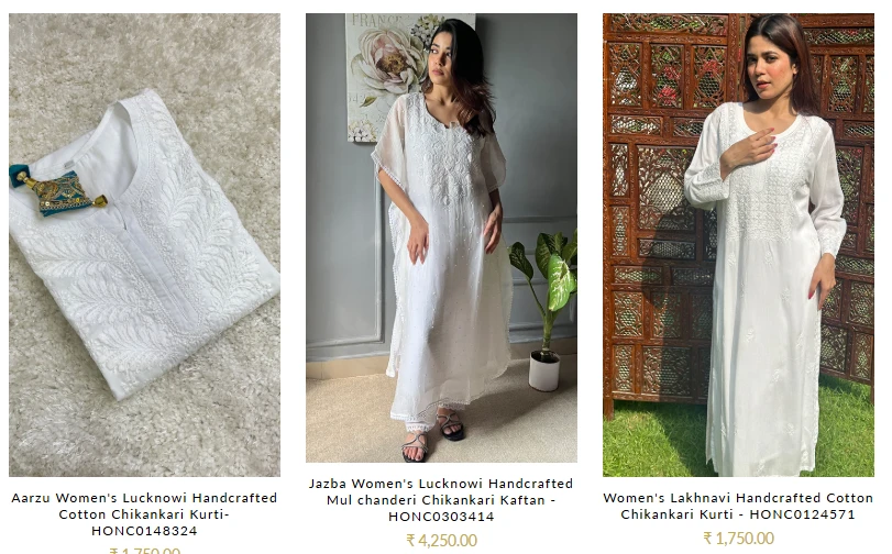 Buy White Chikankari Kurti Online — NazranaChikan