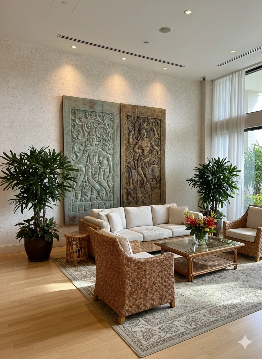  Antique Carved Barn Doors into a Spanish-Style Farmhouse