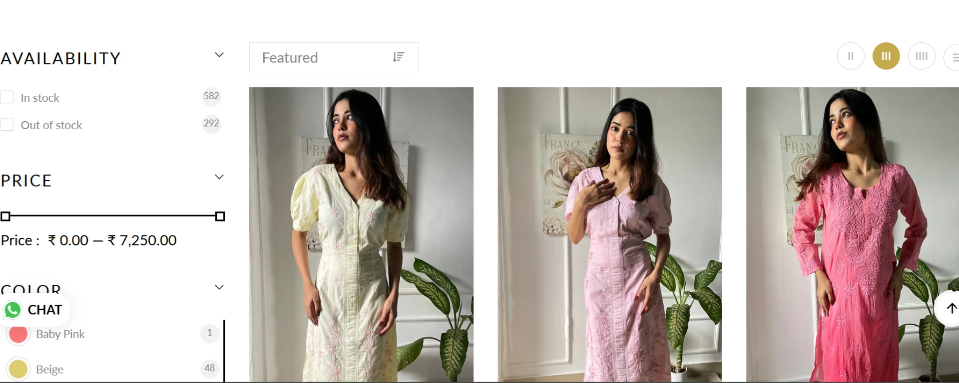  Chikan Kurti, Chikankari Online - Nazrana Chikan