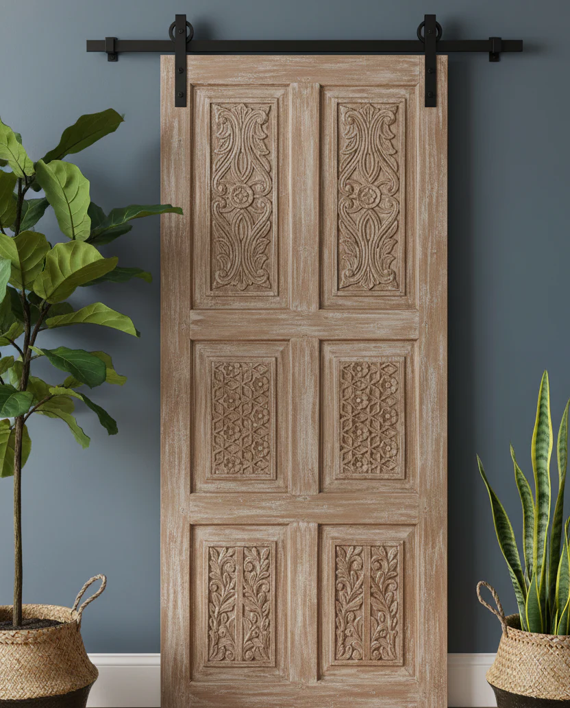 Rustic Carved Reclaimed Wood Barn Doors