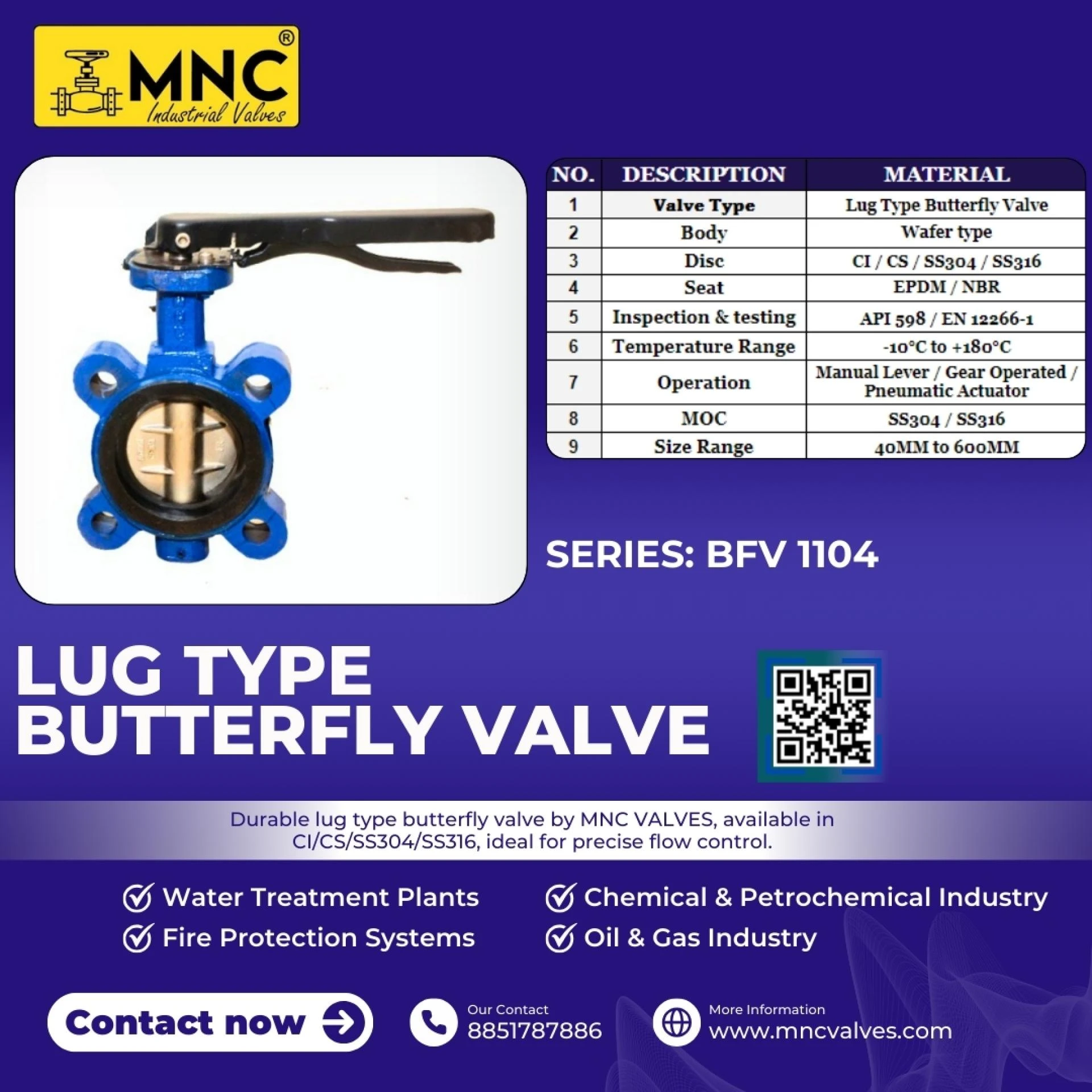 High-Performance Lug Type Butterfly Valve for Water, Oil, Gas & Chemical Industries – Ahmedabad, India