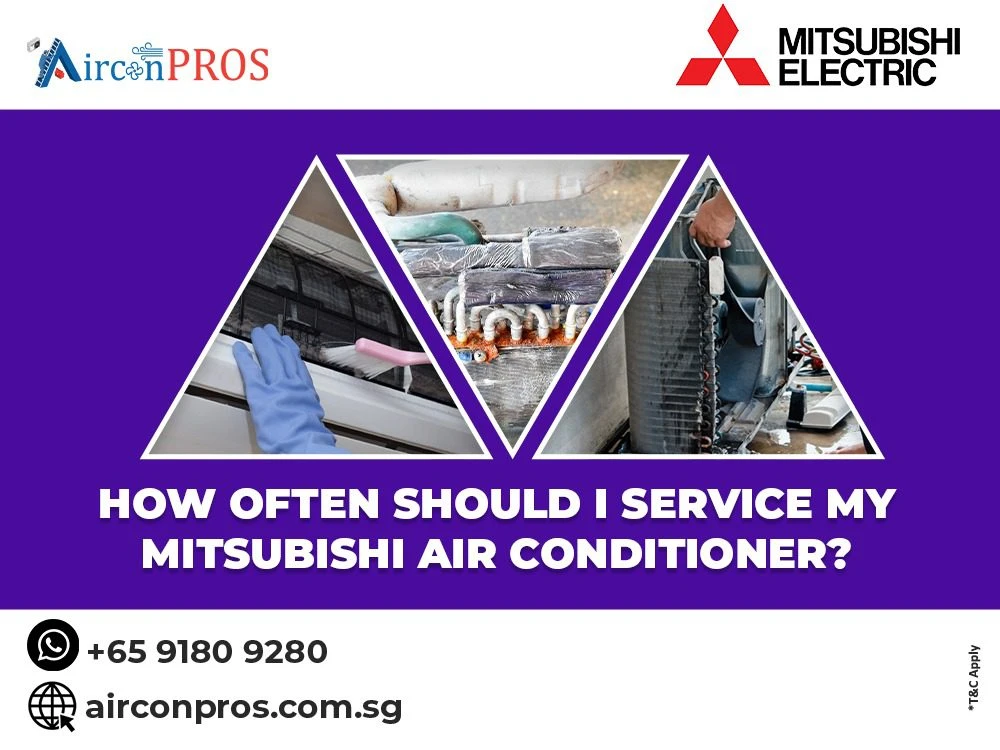 How often should I service my Mitsubishi air conditioner?