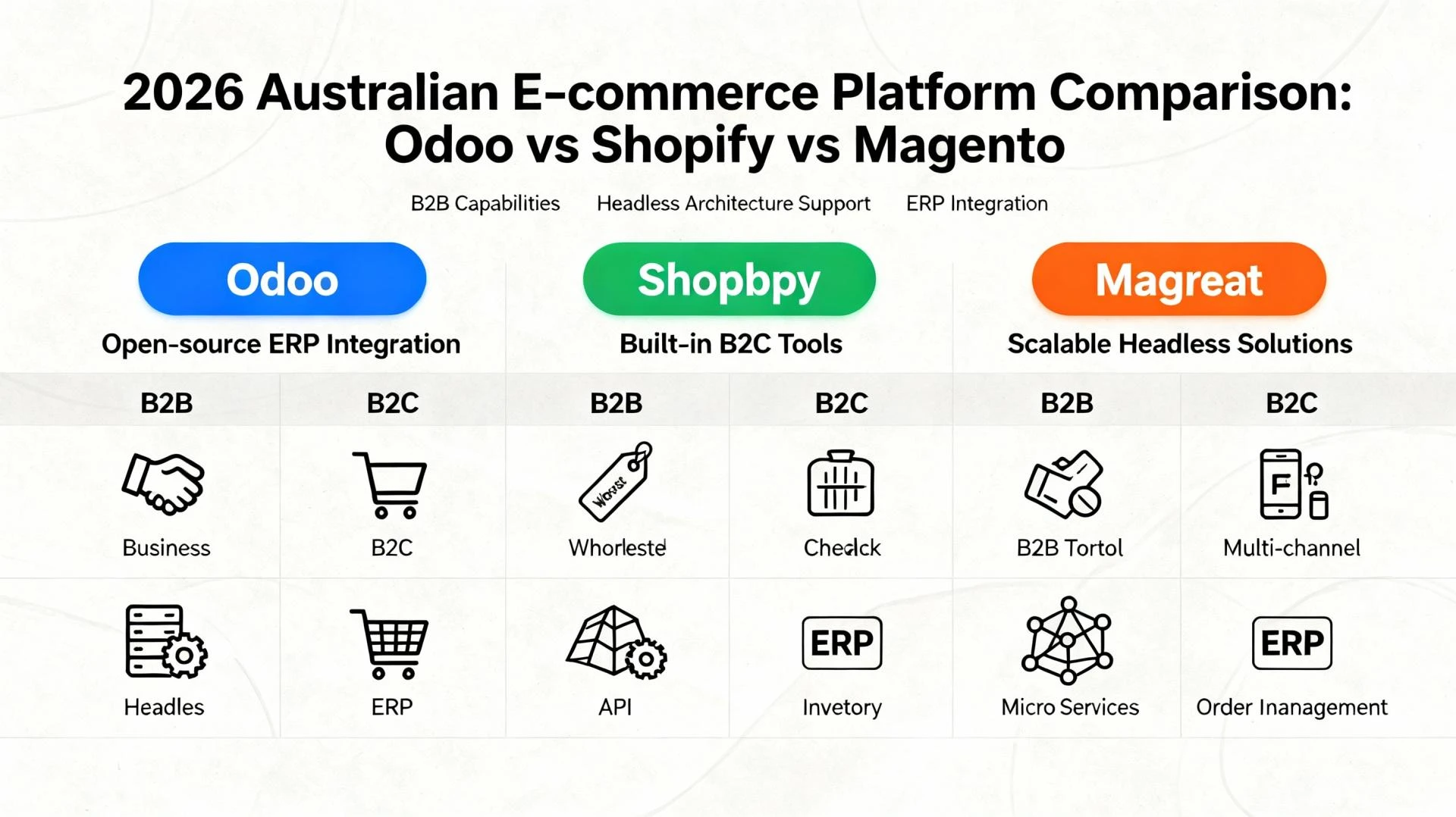 Odoo vs Shopify vs Magento 2026: B2B vs B2C Winner for High-Traffic Australian Retailers 