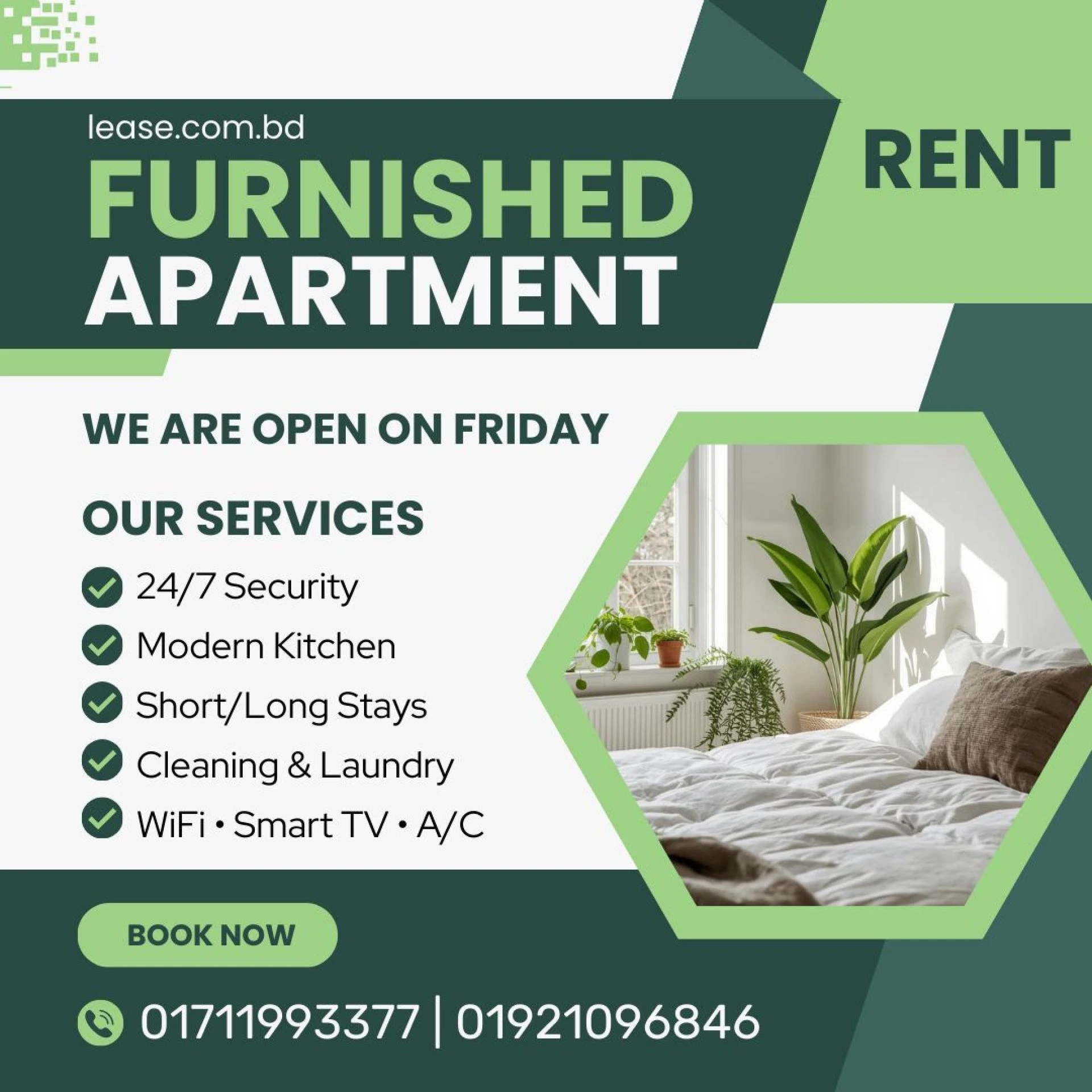 Premium Furnished 2-Room Apartment for Rent in Baridhara