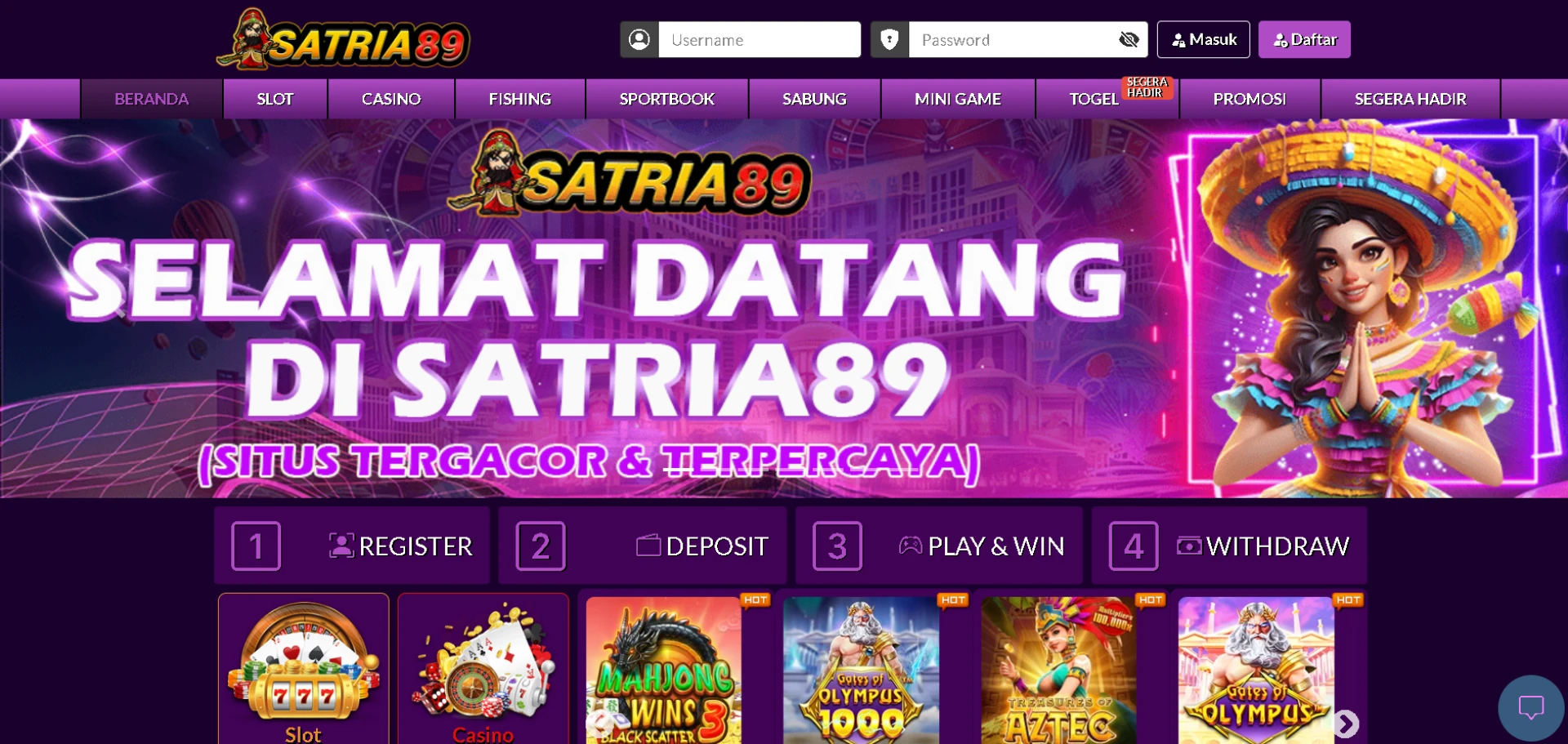 SATRIA89 – Casino Online Terpercaya Indonesia dengan Transaksi Cepat dan Aman