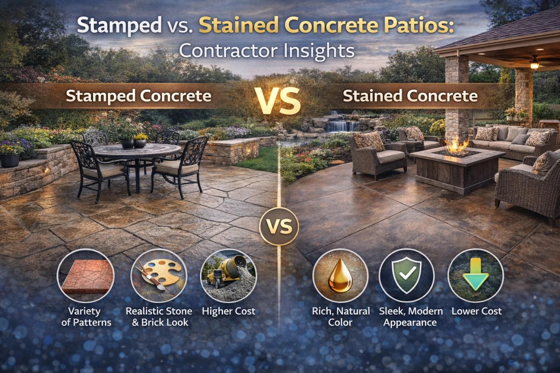 Stamped vs. Stained Concrete Patios: Contractor Insights