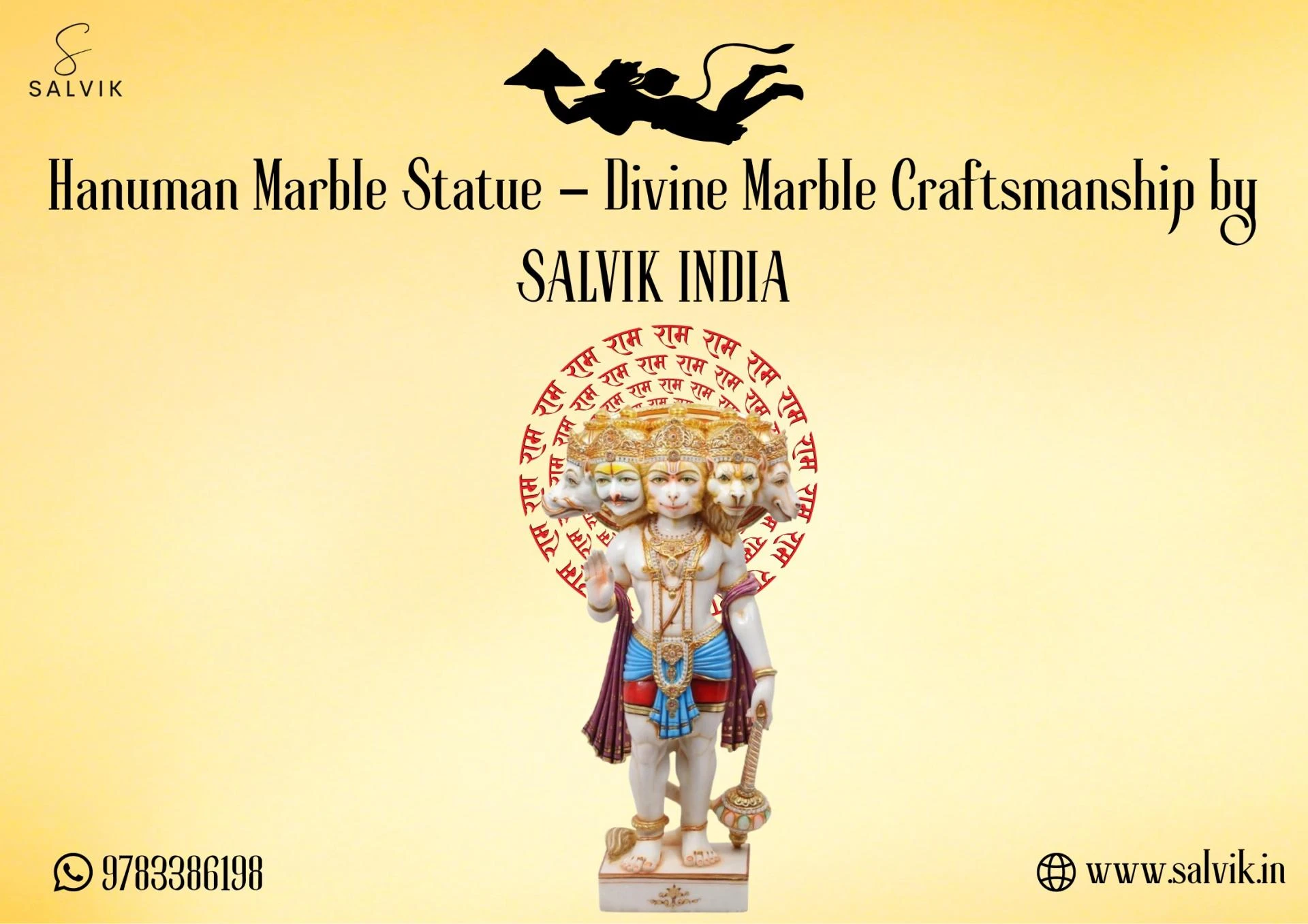 Hanuman Marble Statue – Divine Marble Craftsmanship by SALVIK INDIA