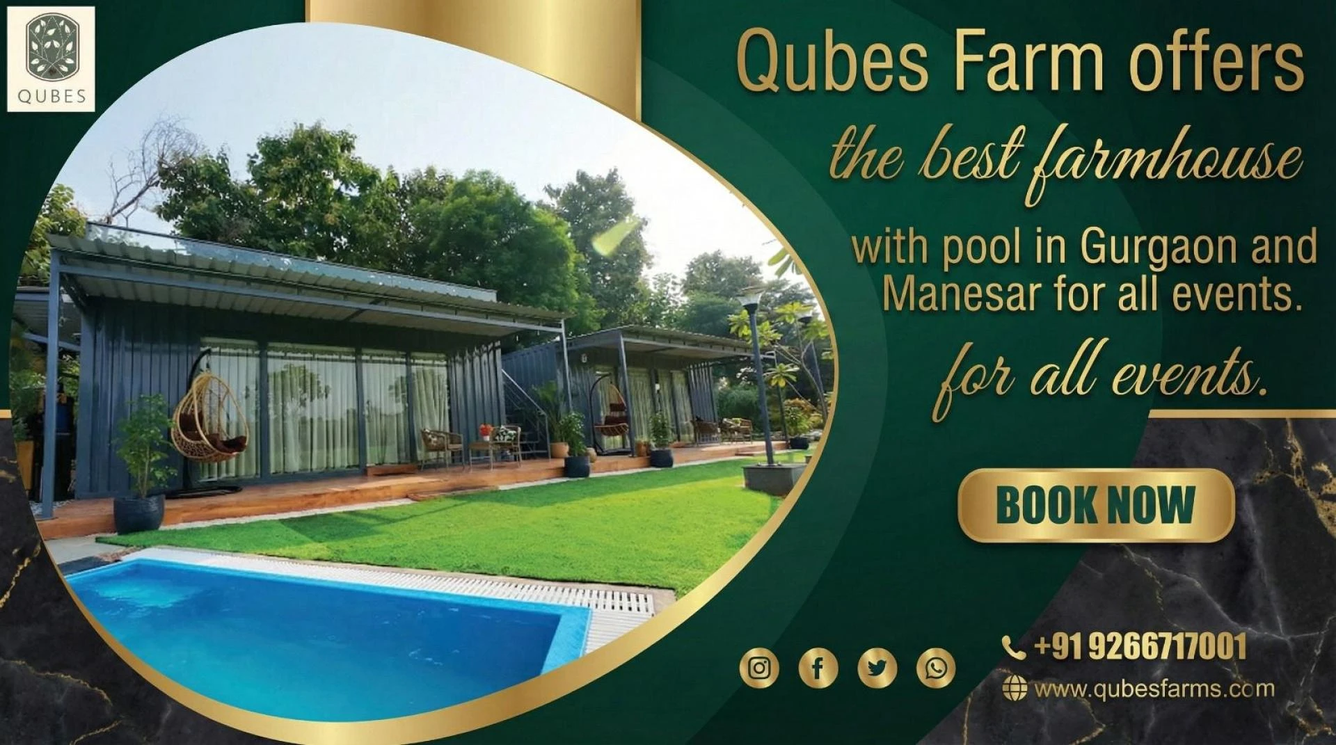 Qubes Farm – The Best Farmhouse in Gurgaon for Luxury Parties & Stays