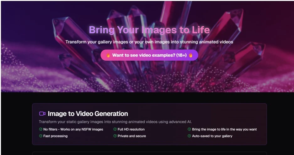 NSFW AI Video Generator No Limit: Image-to-Video generation of the Future.