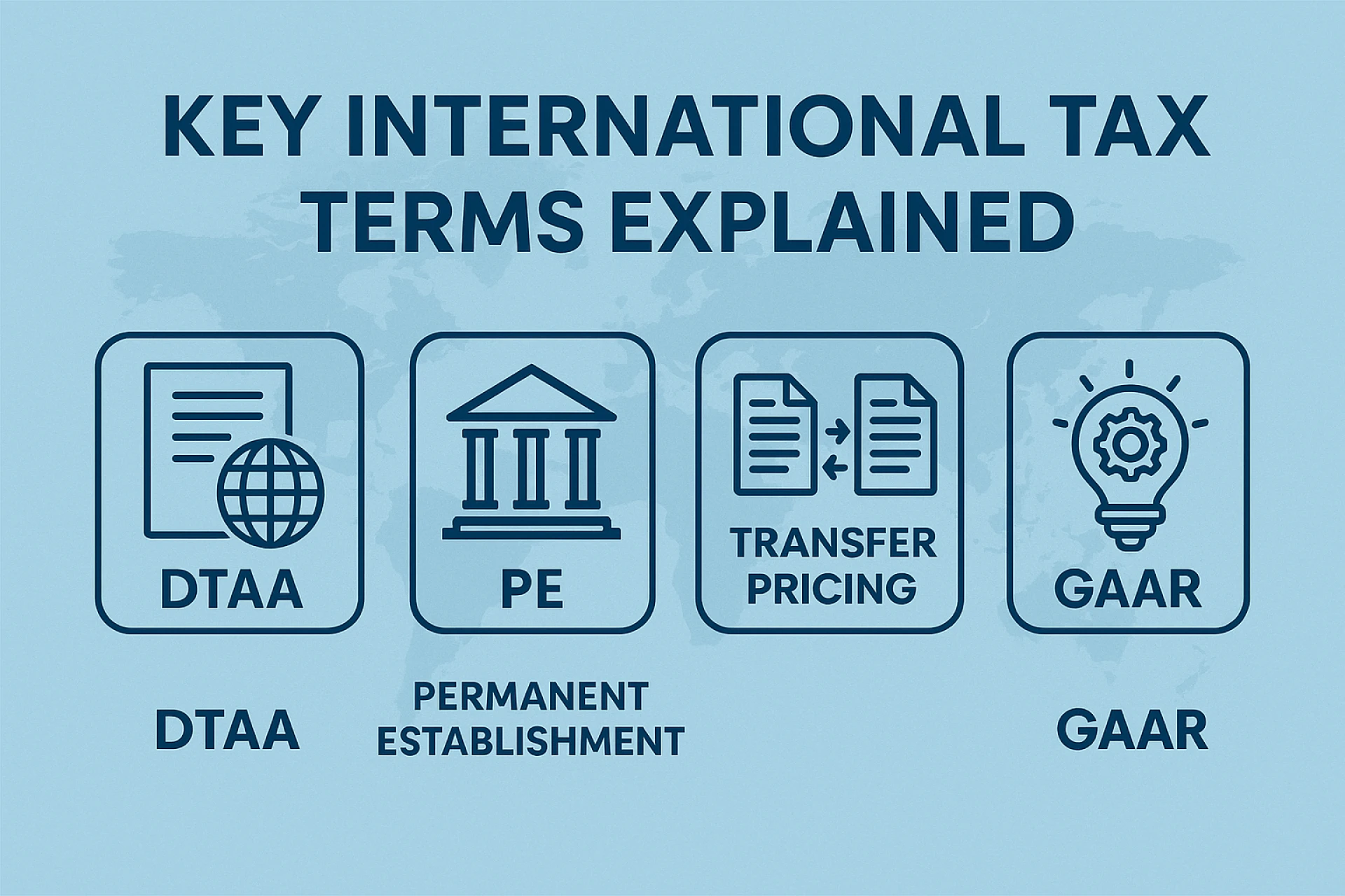Key International Tax Terms Explained (DTAA, PE, Transfer Pricing, GAAR)