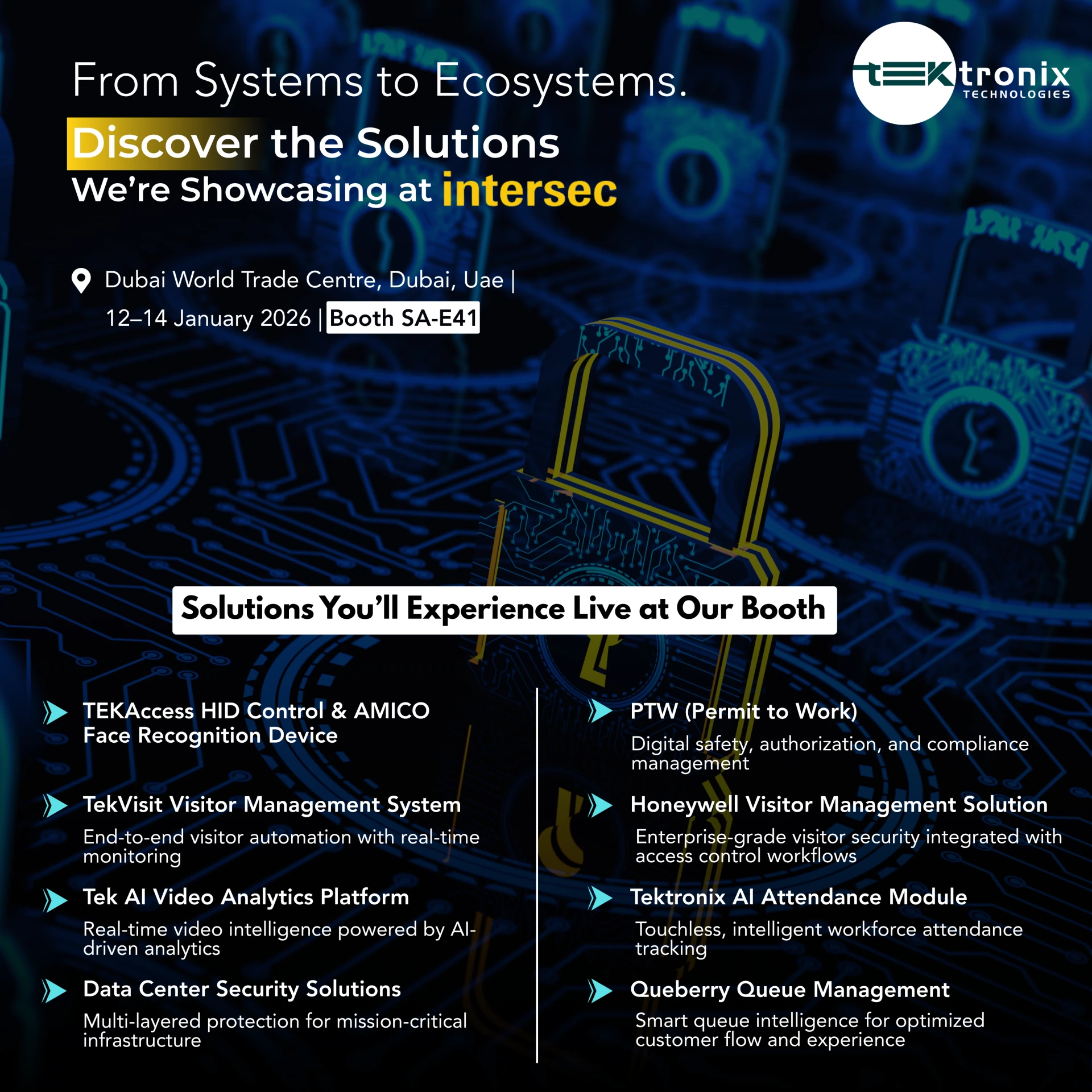 Tektronix Technologies at Intersec 2026 — Dubai World Trade Centre