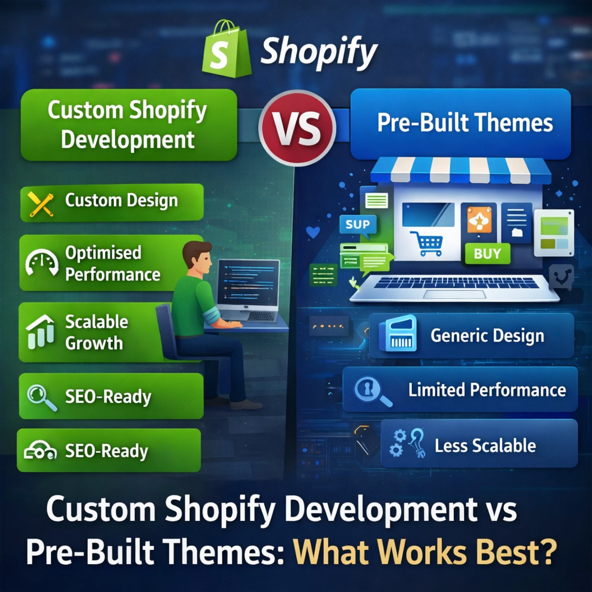 Custom Shopify Development vs Pre-Built Themes: What Works Best?