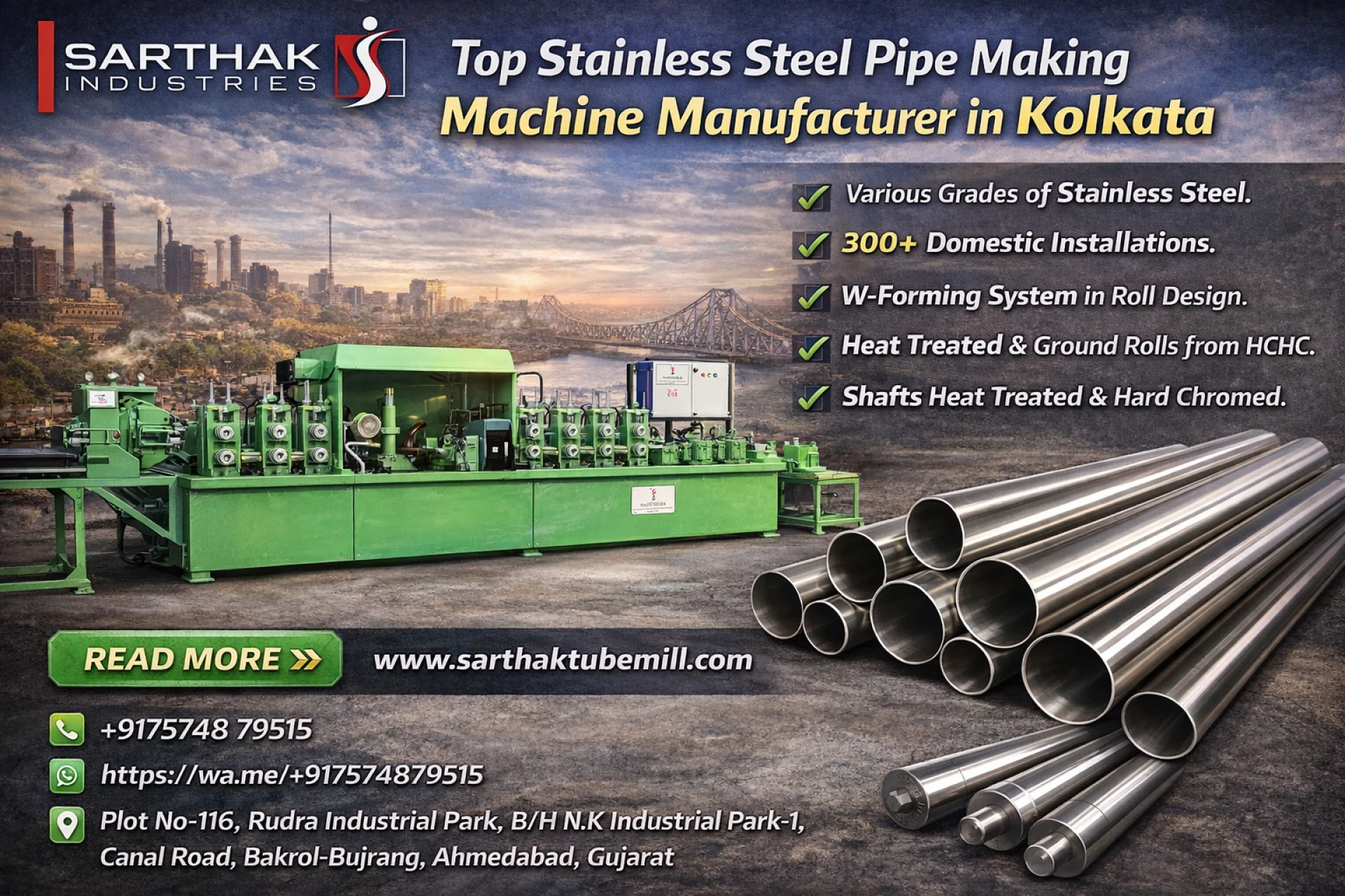 Top Stainless Steel Pipe Making Machine Manufacturer in Kolkata