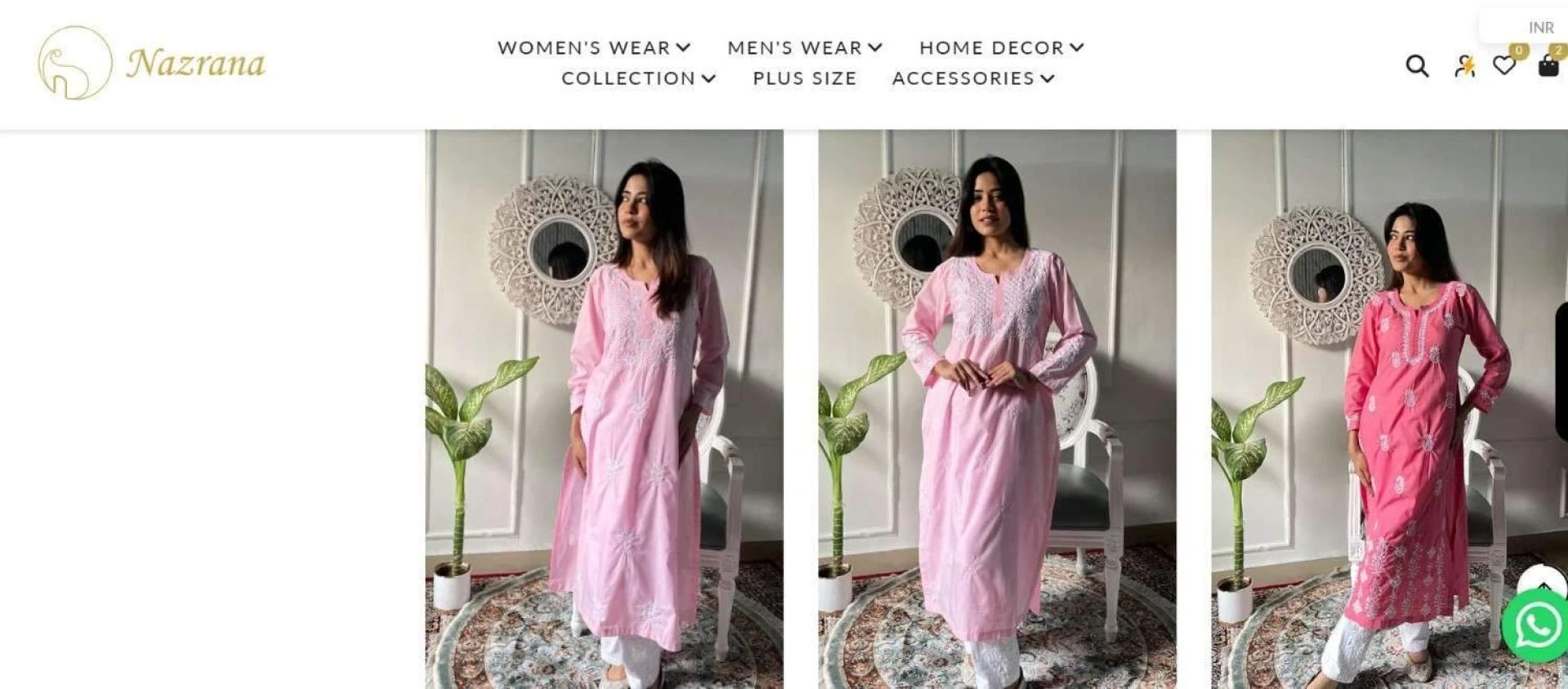 Buy Chikan Kurta & Chikan Kurta for Women Online – Nazrana Chikan