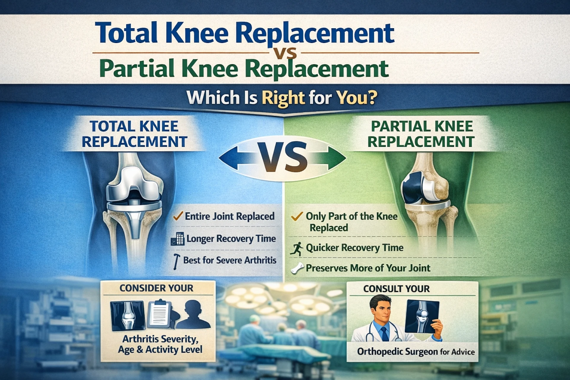 Total Knee Replacement vs Partial Knee Replacement: Which Is Right for You?