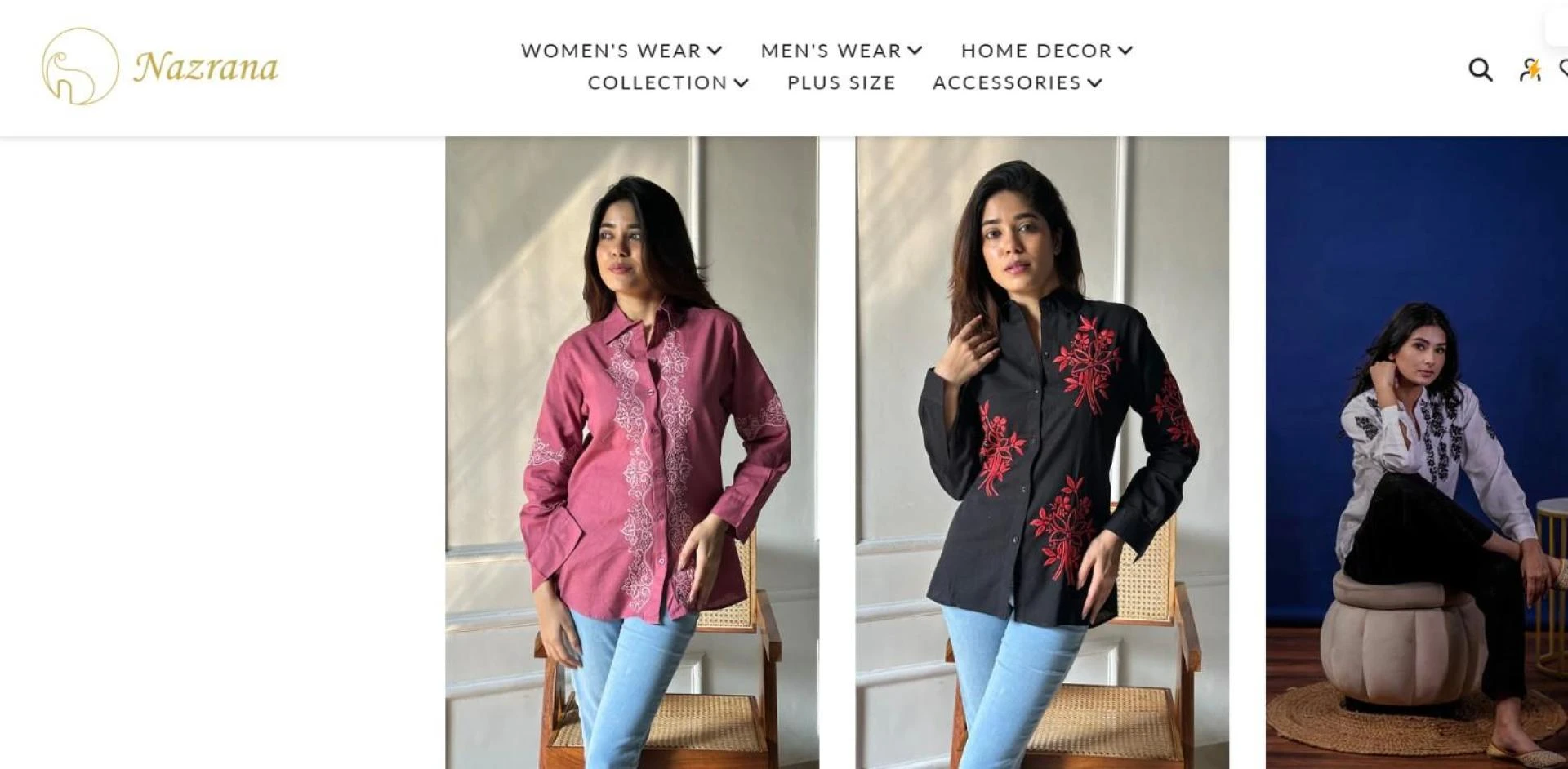 Shop Embroidered Shirts for Women Online at Best Price – Nazrana Chikan