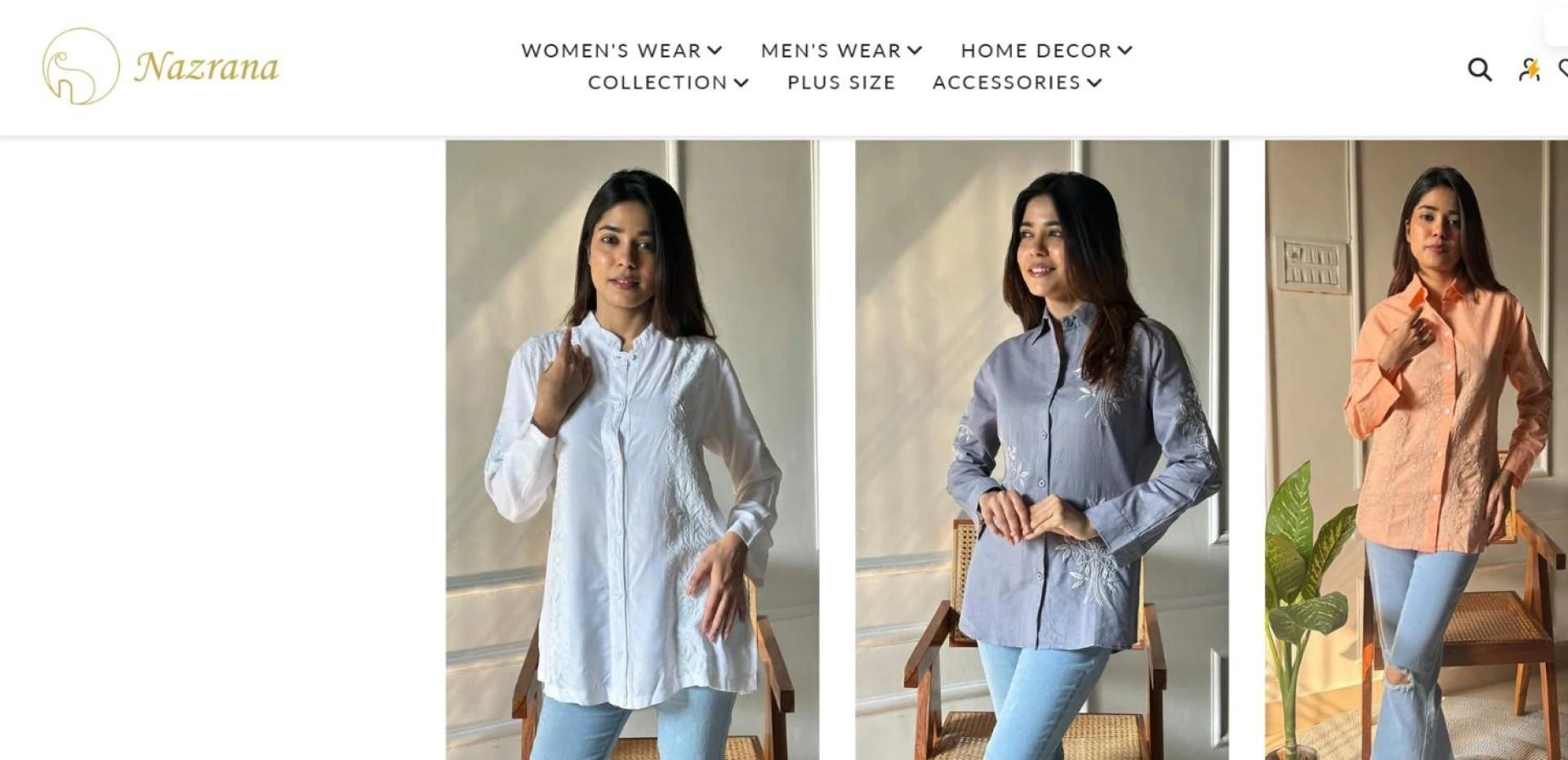 Buy Embroidery Shirts Online at Best Price – Nazrana Chikan