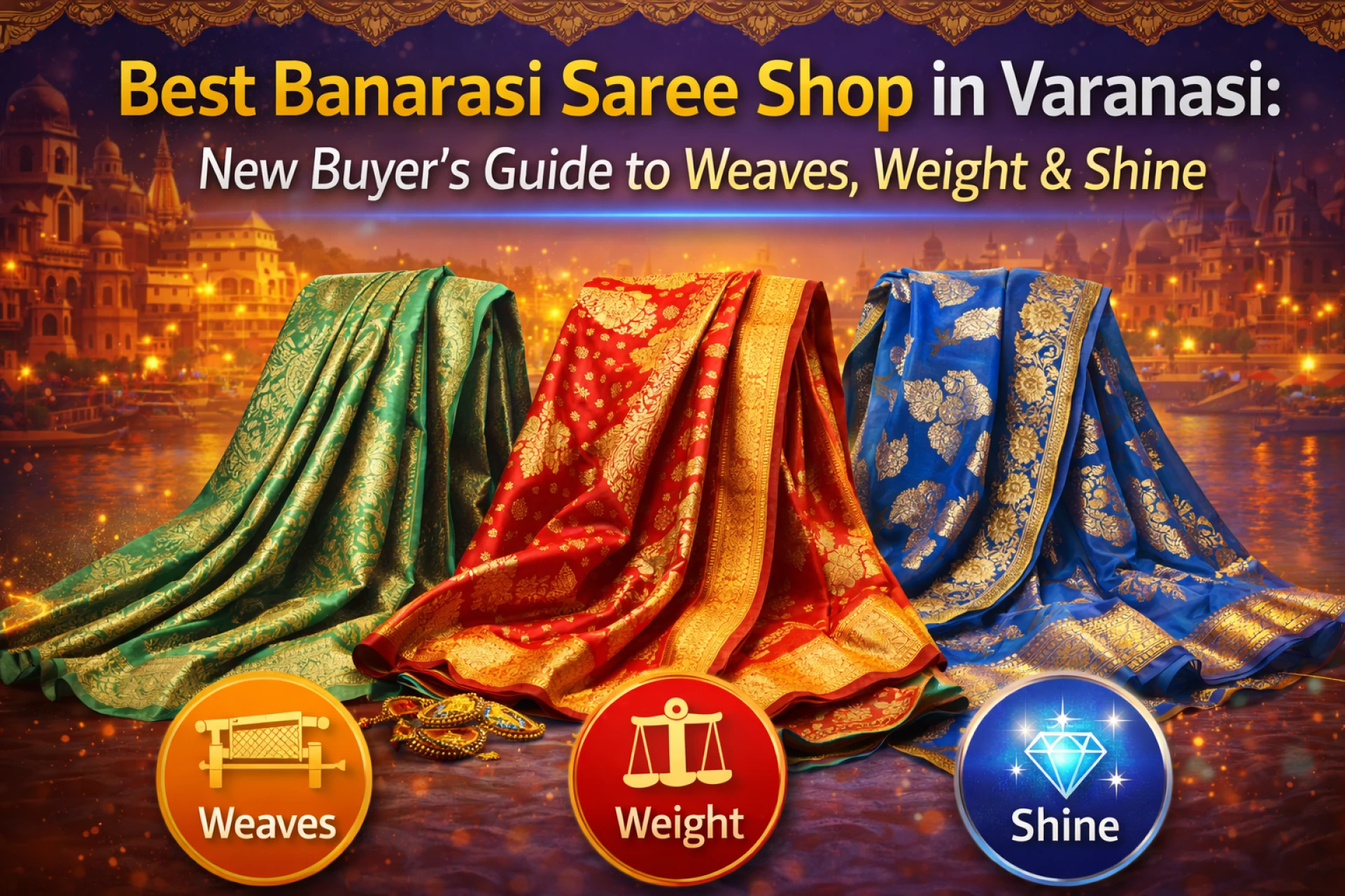 Best Banarasi Saree Shop in Varanasi: New Buyer’s Guide to Weaves, Weight & Shine