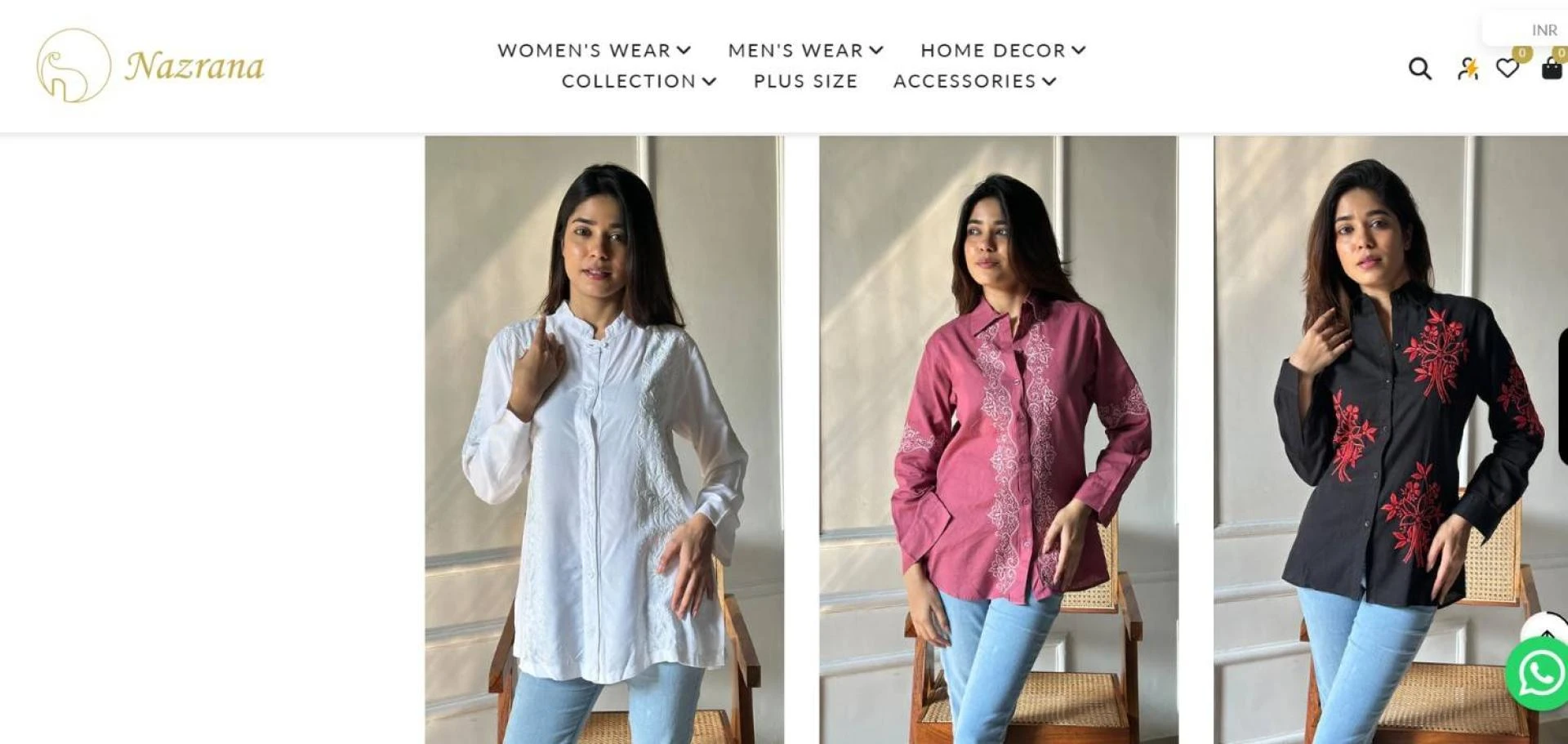 Buy Embroidery Shirts Online at Best Prices – Nazrana Chikan