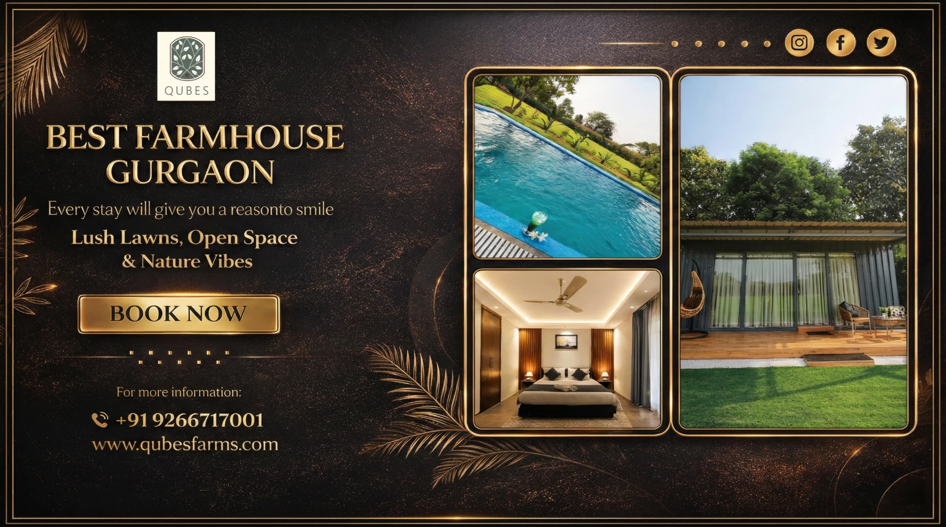 Luxury Farmhouse For Party In Gurgaon & Manesar – Celebrate Exclusively at Qubes Farm