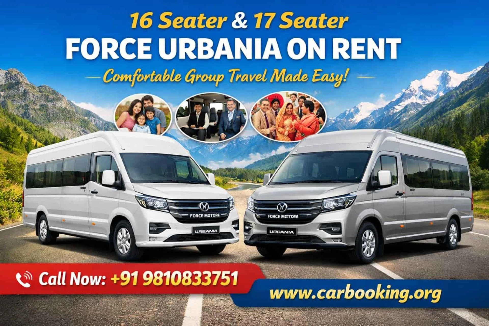 Why 16 Seater and 17 Seater Force Urbania on Rent Is the Best Choice for Group Travel