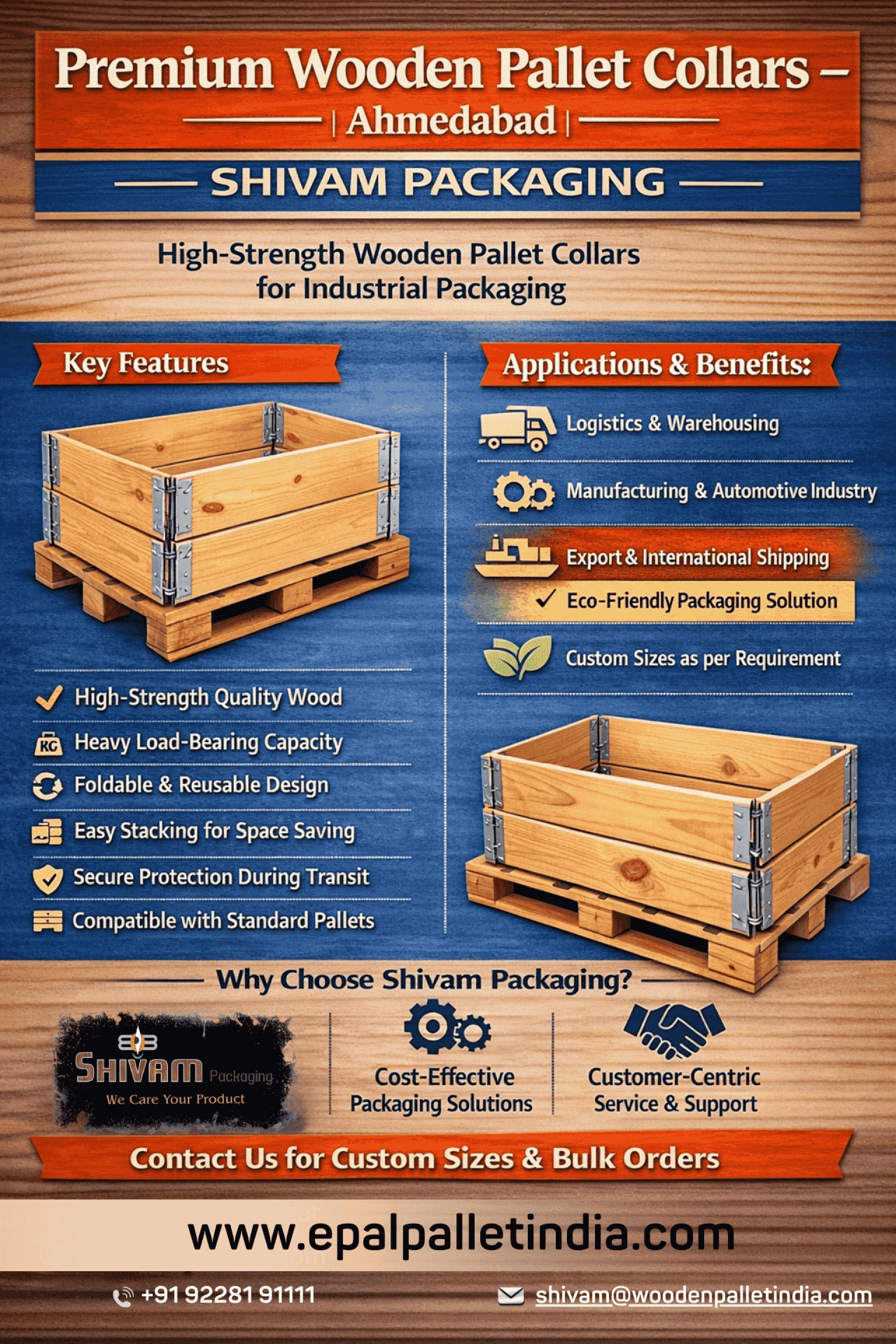 Premium Wooden Pallet Collar Manufacturer and Supplier in Ahmedabad – Shivam Packaging