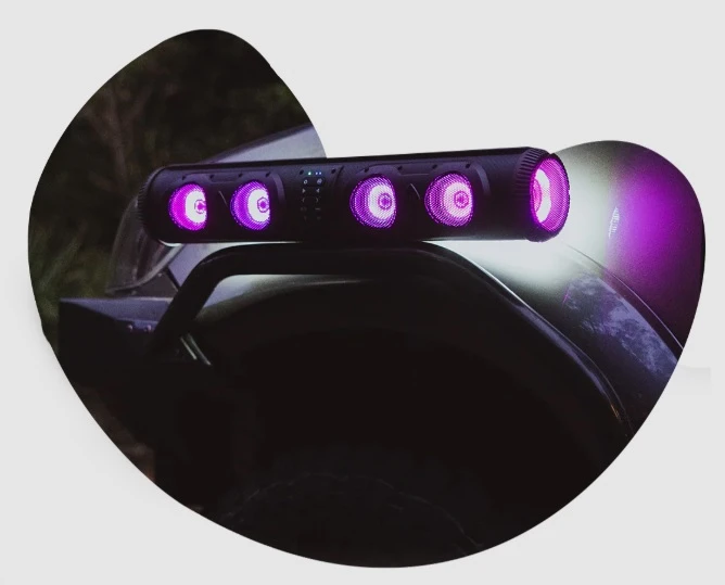 Take your music anywhere with a vehicle-mounted portable soundbar