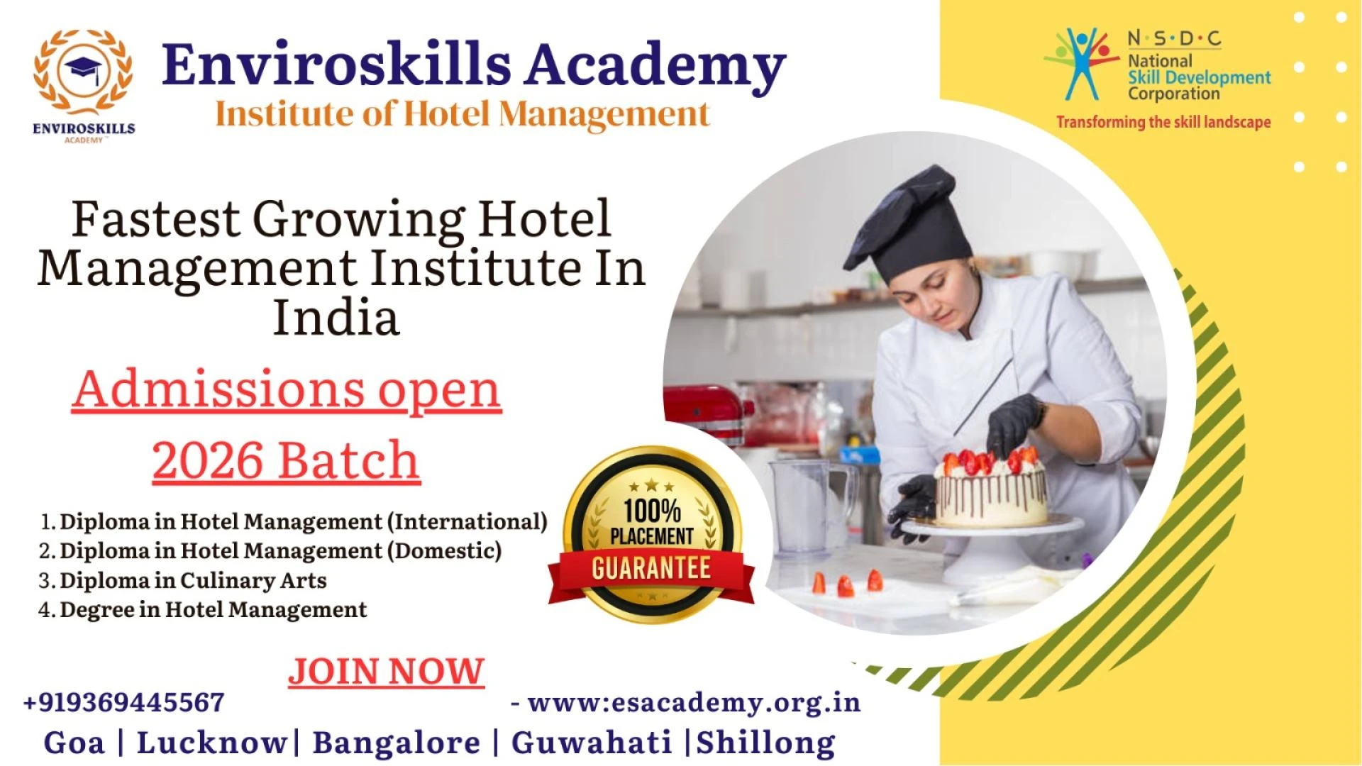 Enroll now in the Best Hotel Management College in Lucknow - Enviroskills Academy