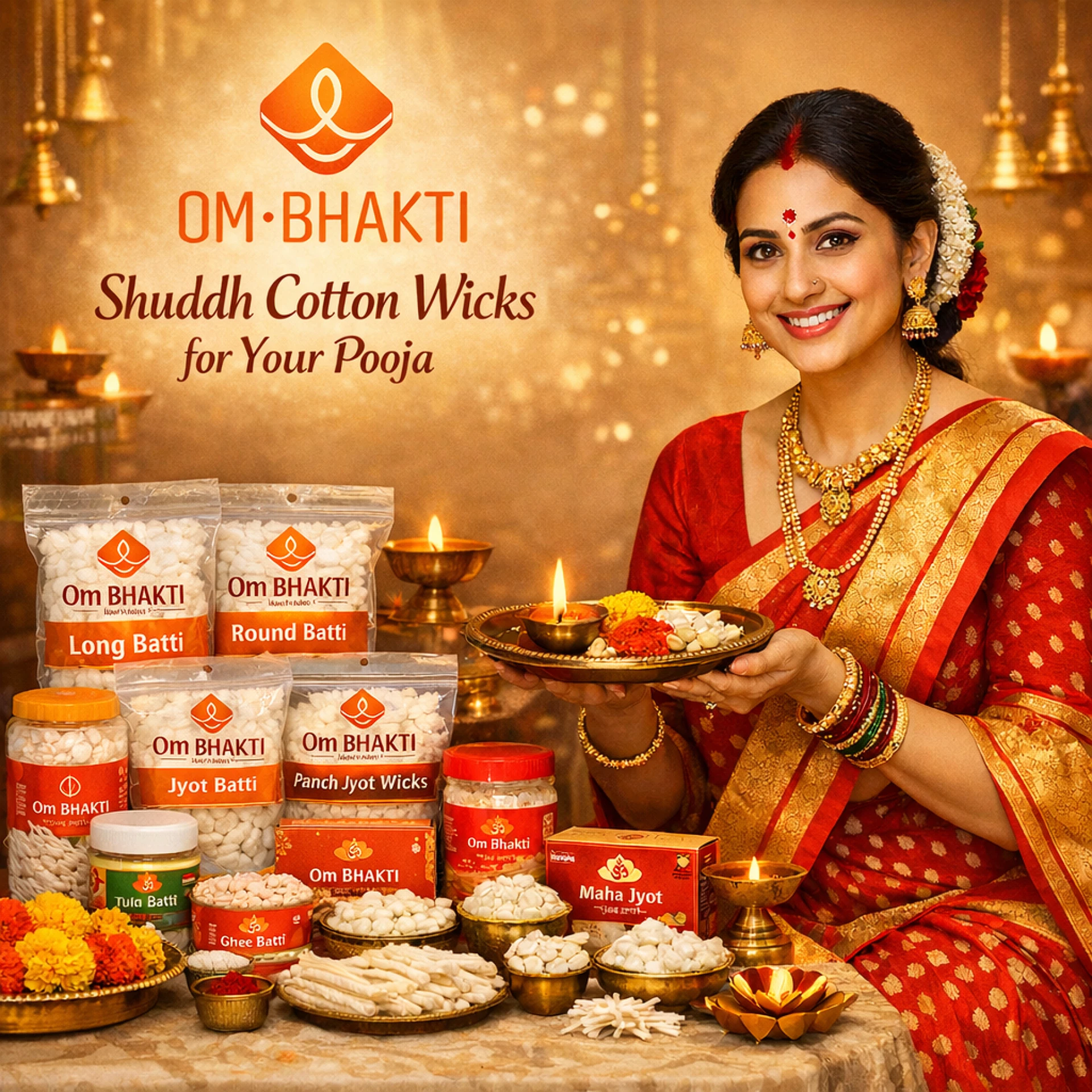 Pure Cotton Wicks for Pooja | OM Bhakti Tradition