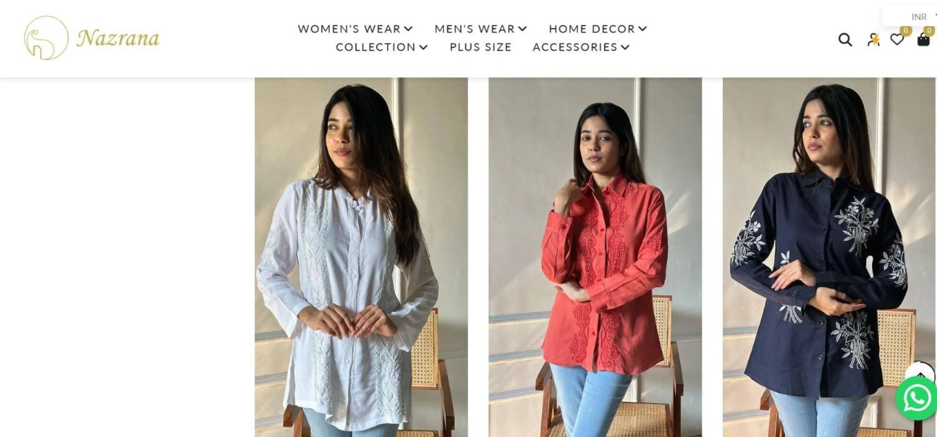 Buy Embroidered Shirts for Women Online at Best Price – Nazrana Chikan