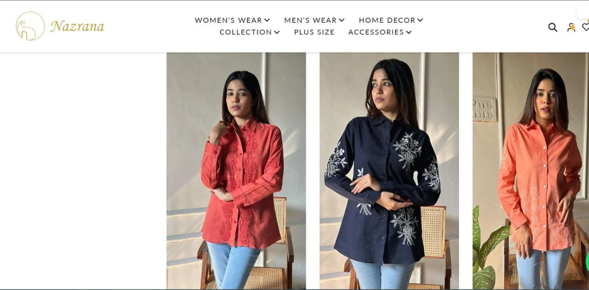Shop Embroidered Shirts for Women Online at Best Price – Nazrana Chikan