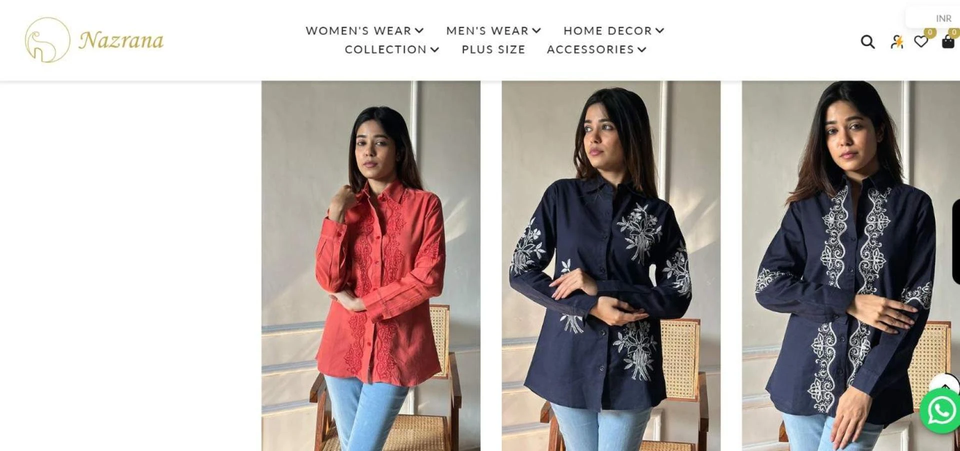Buy Embroidered Shirts Online at Low Price – Nazrana Chikan