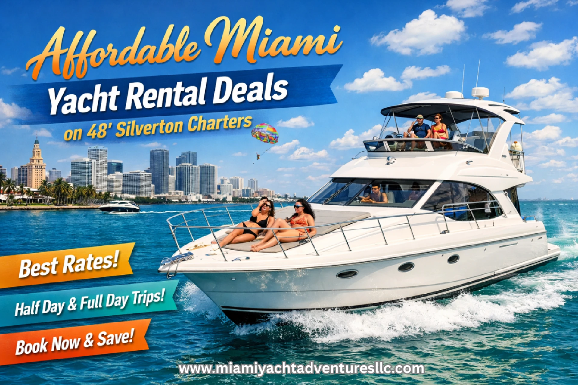 Affordable Miami Yacht Rental Deals on 48' Silverton Charters