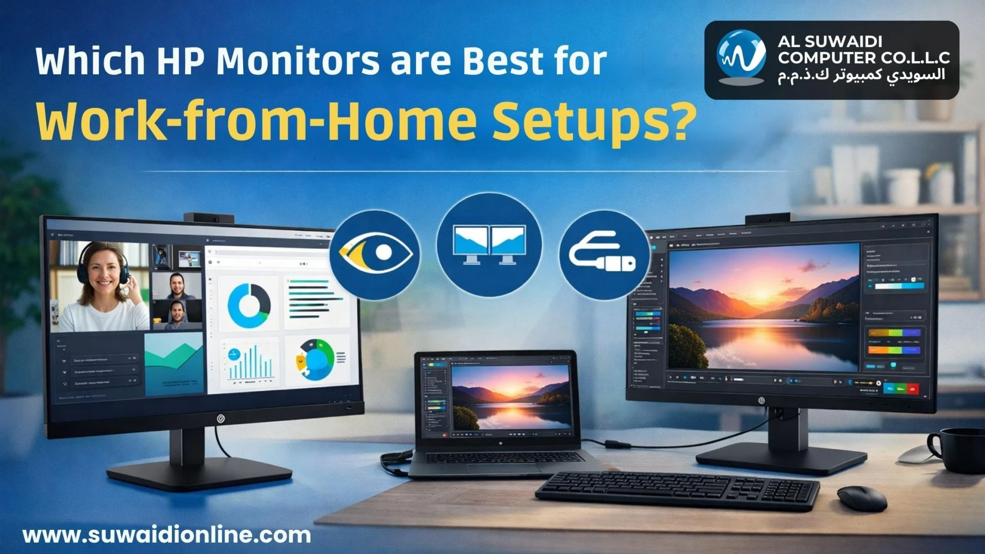 Which HP monitors are best for work-from-home setups?