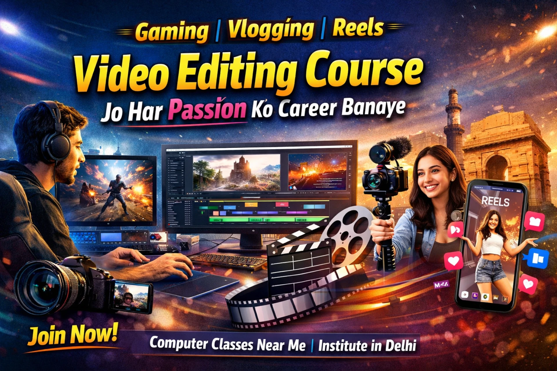 Gaming, Vlogging, Reels – Video Editing Course Jo Har Passion Ko Career Banaye
