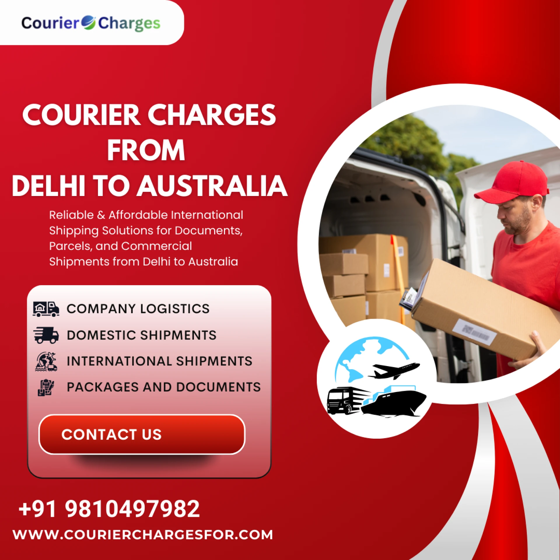 Affordable Courier Charges From Delhi to Australia for Documents & Parcels