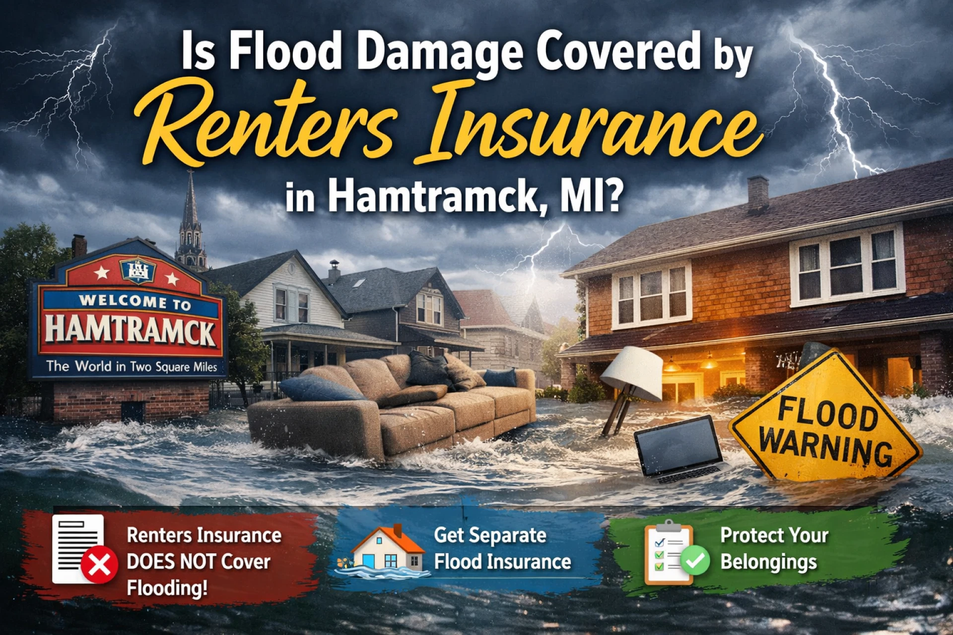 Is Flood Damage Covered by Renters Insurance in Hamtramck, MI?