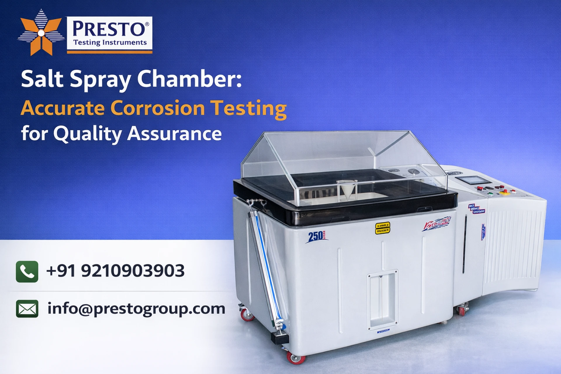 Salt Spray Chamber as per ASTM B117 for Corrosion Testing and Quality Control